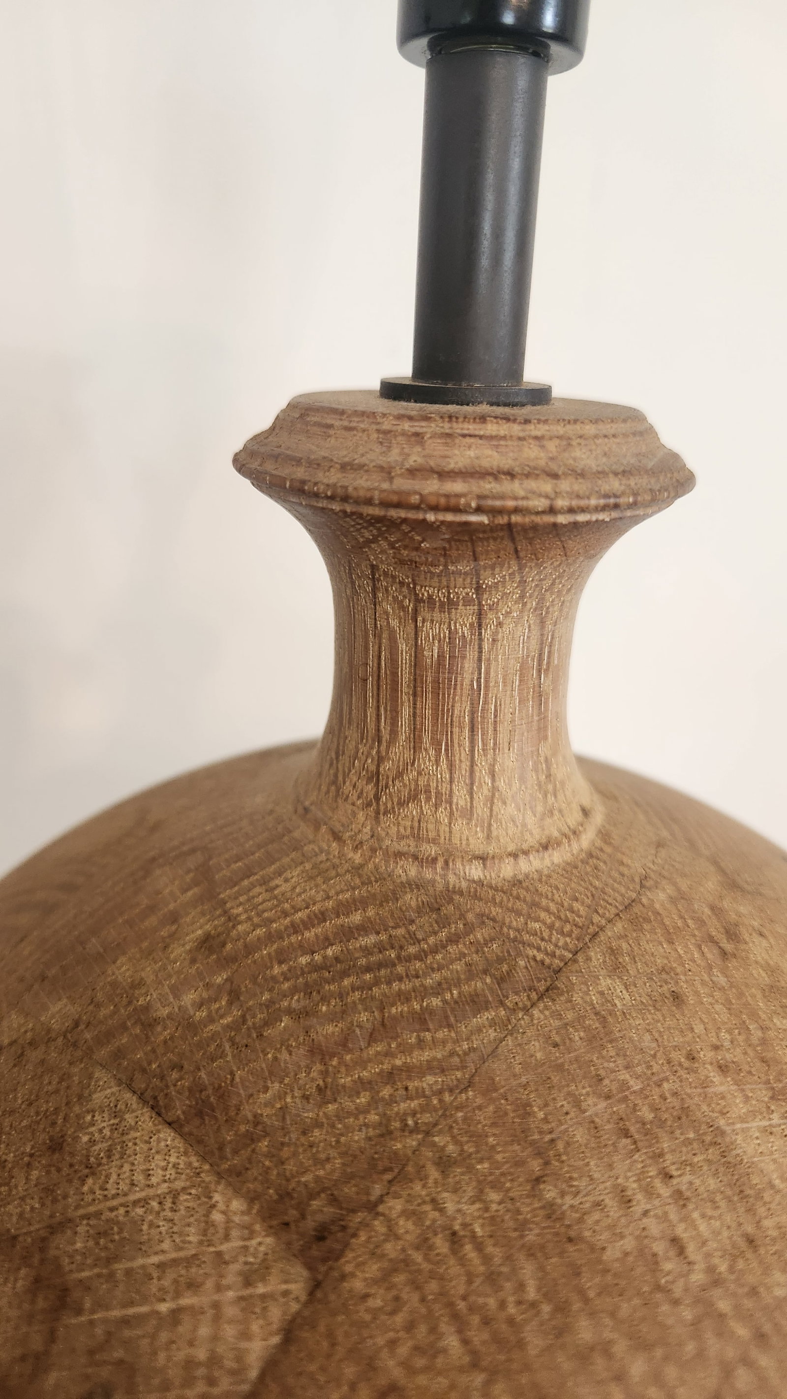 Vintage Natural Wood Urn Table Lamps, Turned Solid Oak / Ash Style - a Pair - 8