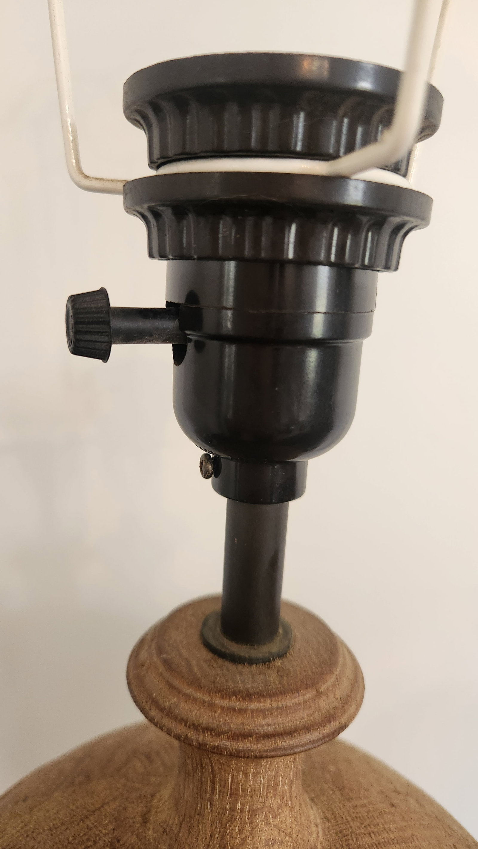 Vintage Natural Wood Urn Table Lamps, Turned Solid Oak / Ash Style - a Pair - 9