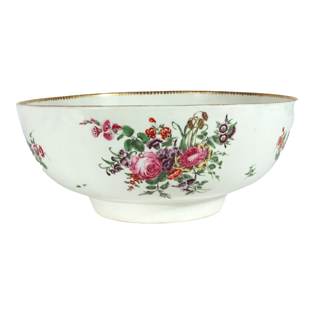 18th-Century First Period Worcester Porcelain Botanical Punch Bowl (1 of 18)