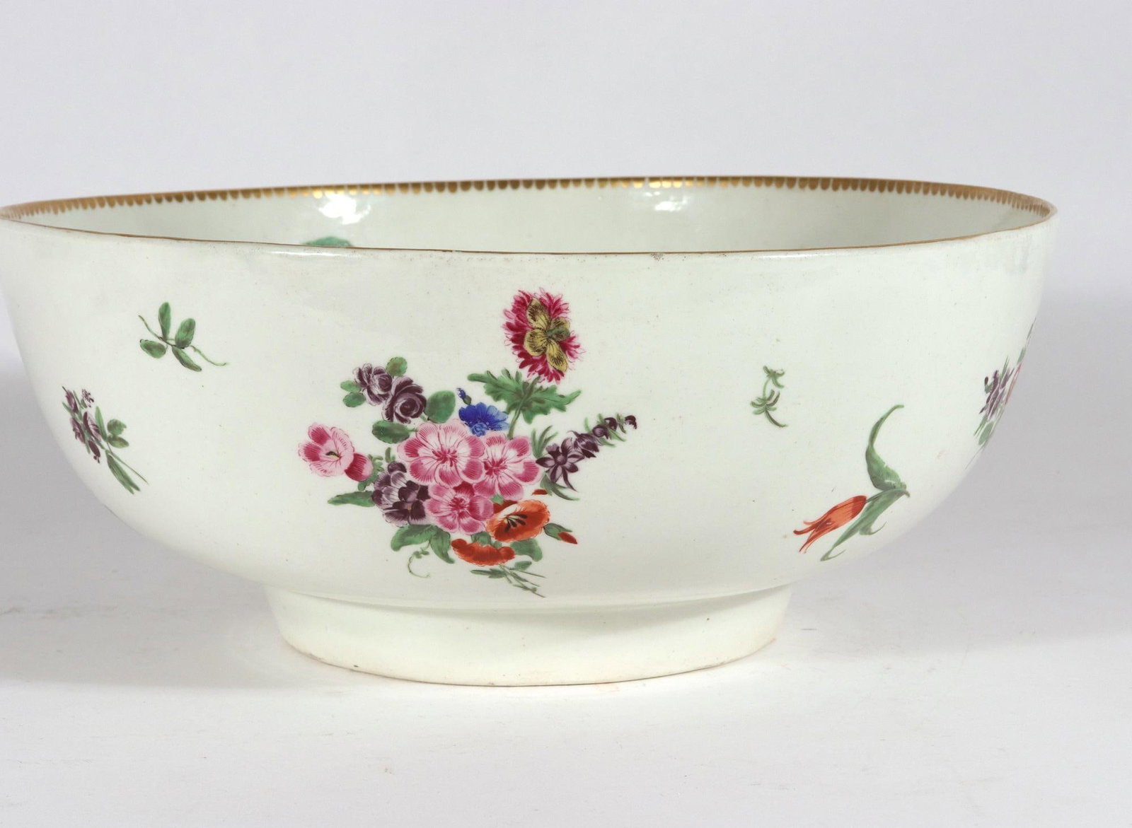 18th-Century First Period Worcester Porcelain Botanical Punch Bowl - 2