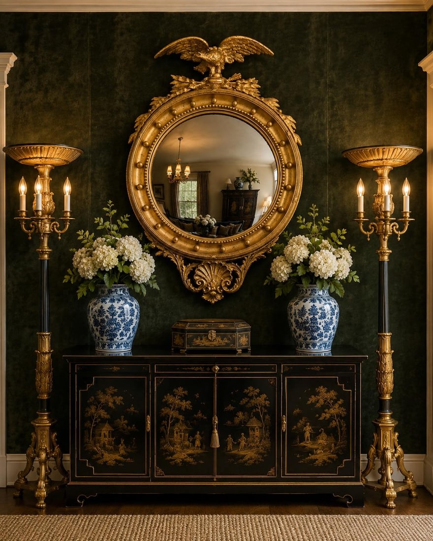 Overscale Federal Style Convex Eagle Girandole Mirror With Shell Cartouche, 48" - 3