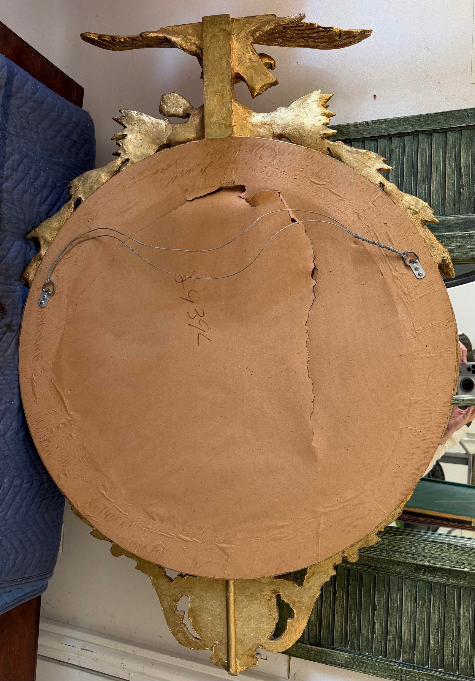 Overscale Federal Style Convex Eagle Girandole Mirror With Shell Cartouche, 48" - 6