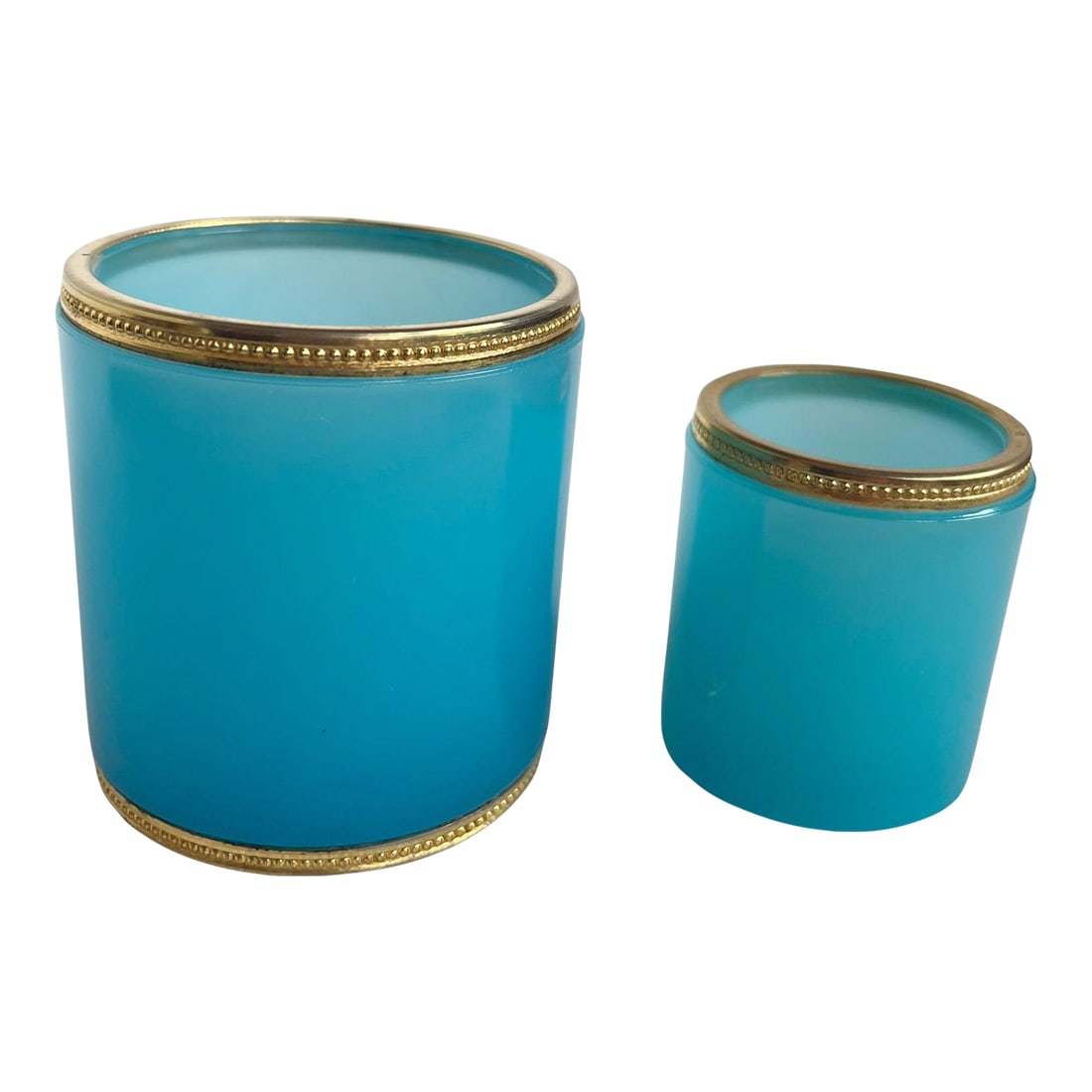 19th Century Italian Murano Blue Opaline Cups - A Pair (1 of 7)
