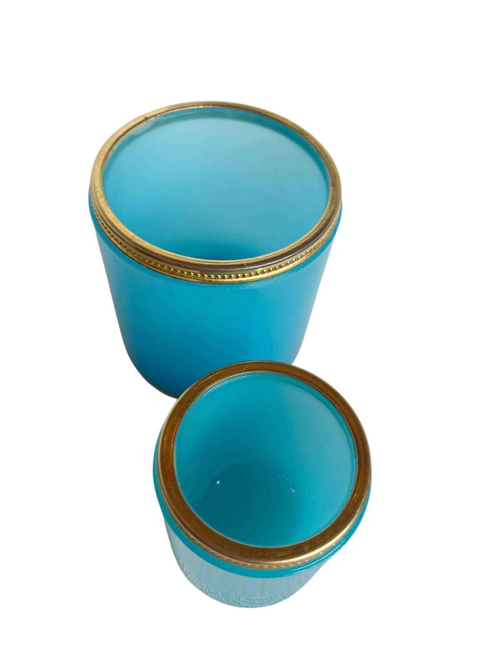 19th Century Italian Murano Blue Opaline Cups - A Pair - 7