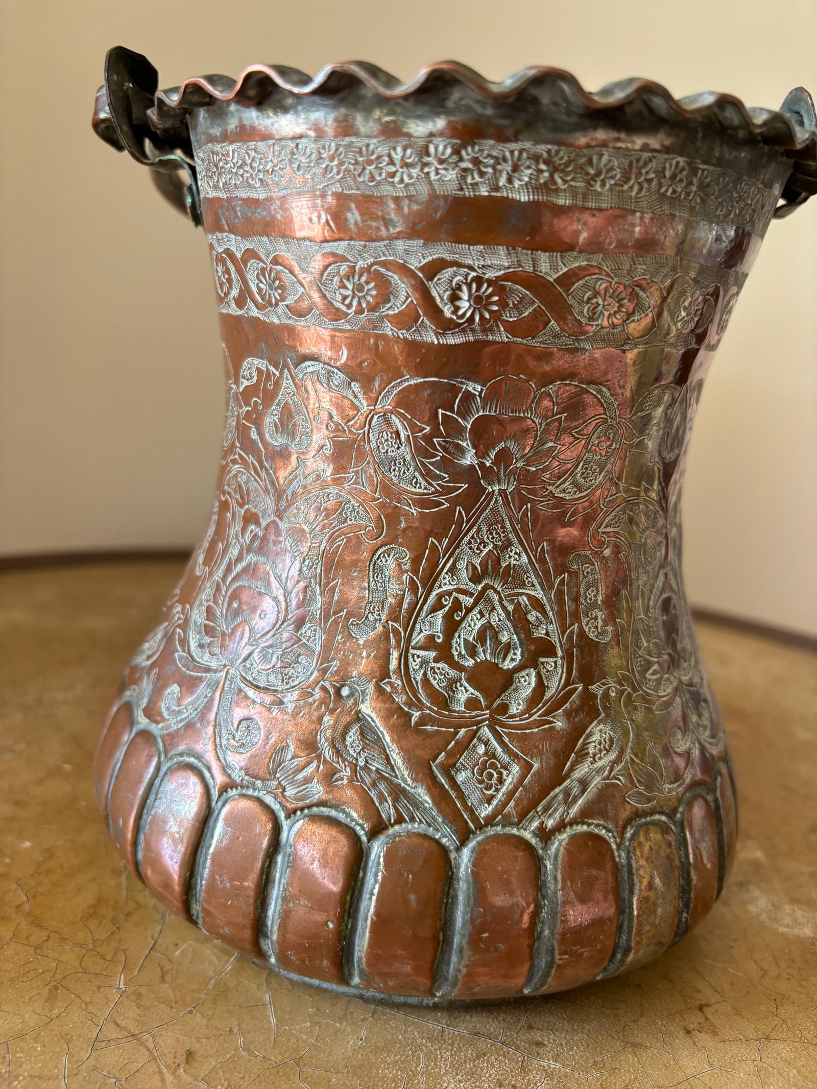 Persian Copper/Tin Bucket With Intricate Engraving From Collection of American Personnel in Tehran 1 - 2