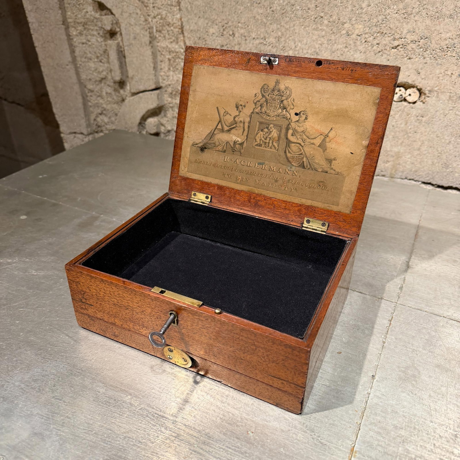 19th-Century English Artist's Watercolour Mahogany Box R. Ackermann - 12