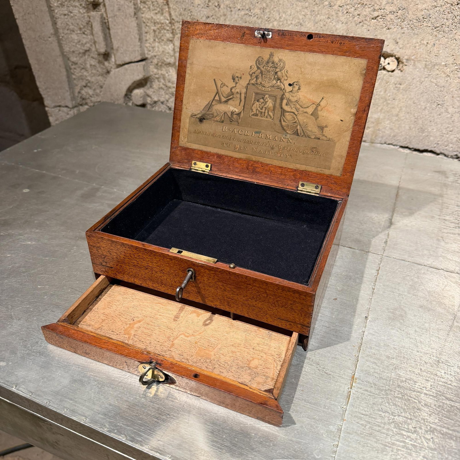 19th-Century English Artist's Watercolour Mahogany Box R. Ackermann - 13