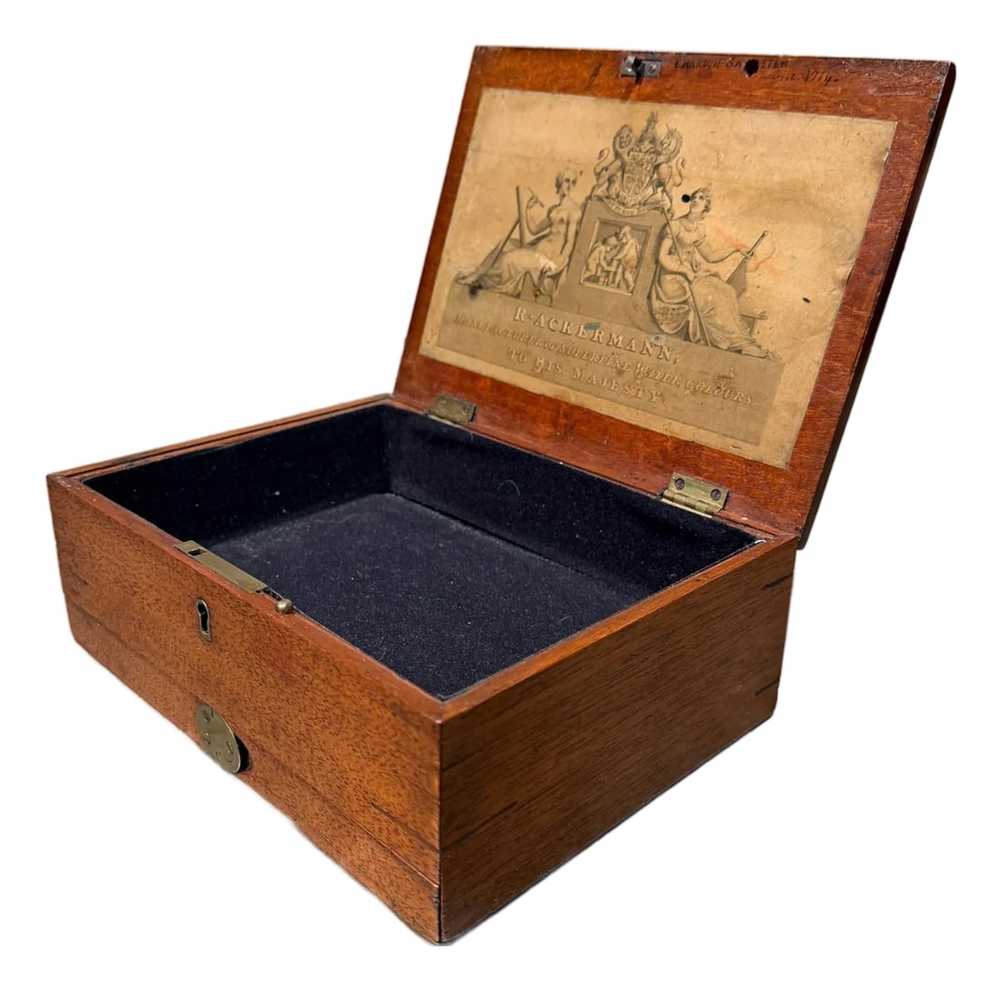 19th-Century English Artist's Watercolour Mahogany Box R. Ackermann (1 of 14)