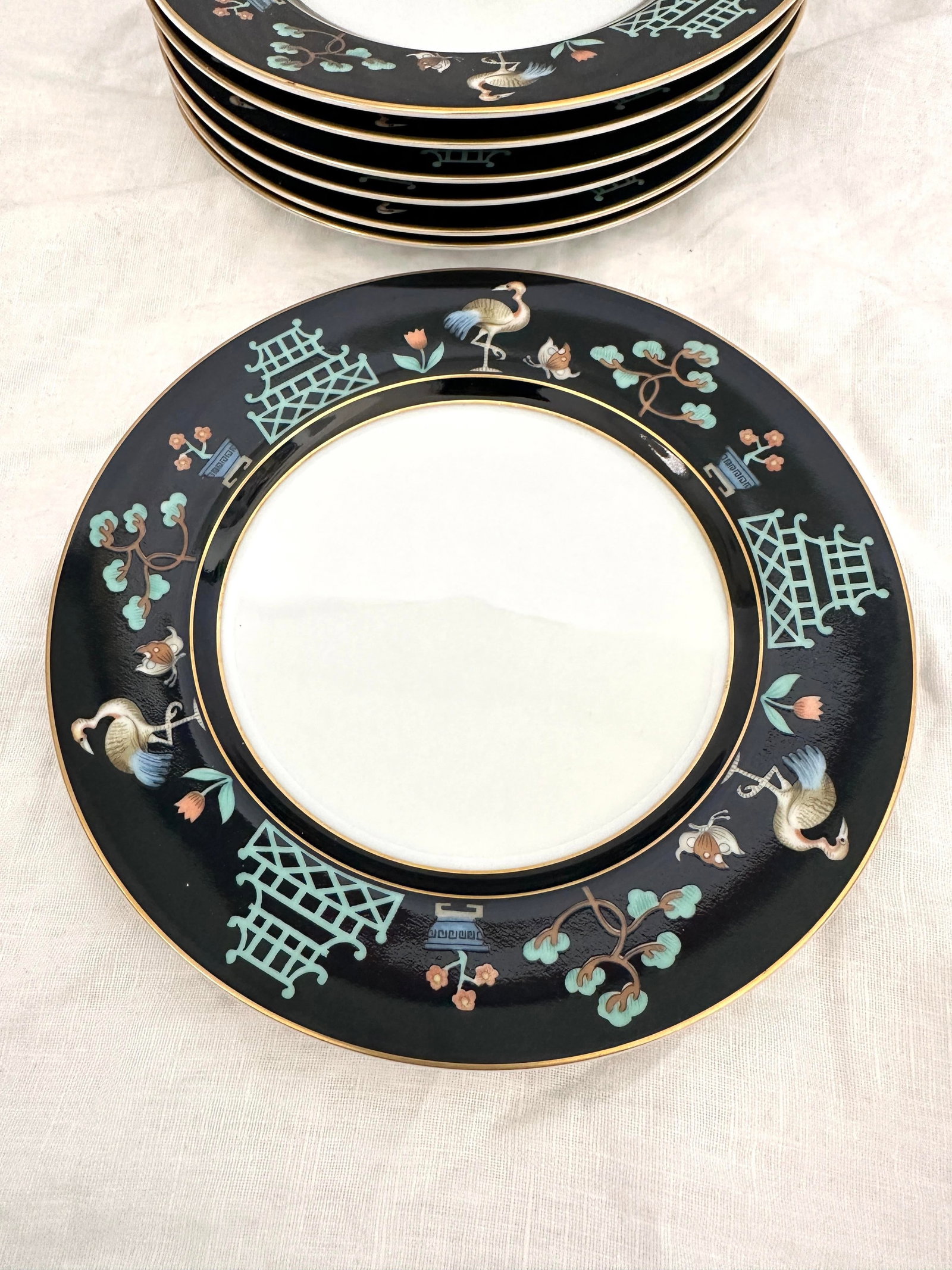 1970s Fitz & Floyd "Chinoiserie" Salad Plate Set of 7 - 3