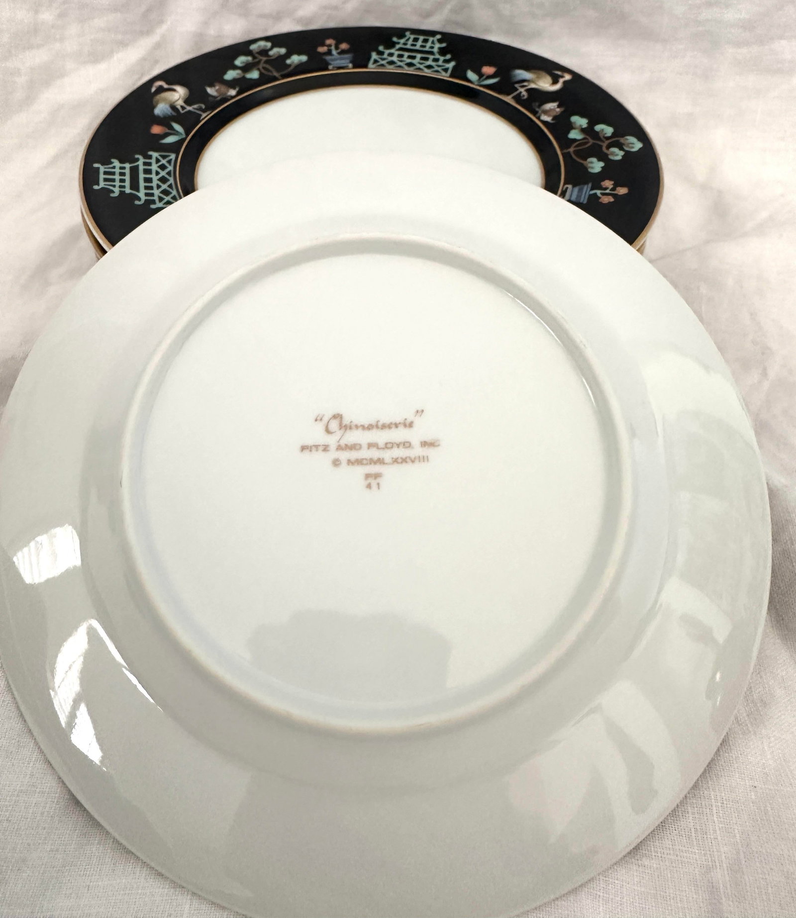 1970s Fitz & Floyd "Chinoiserie" Salad Plate Set of 7 - 4
