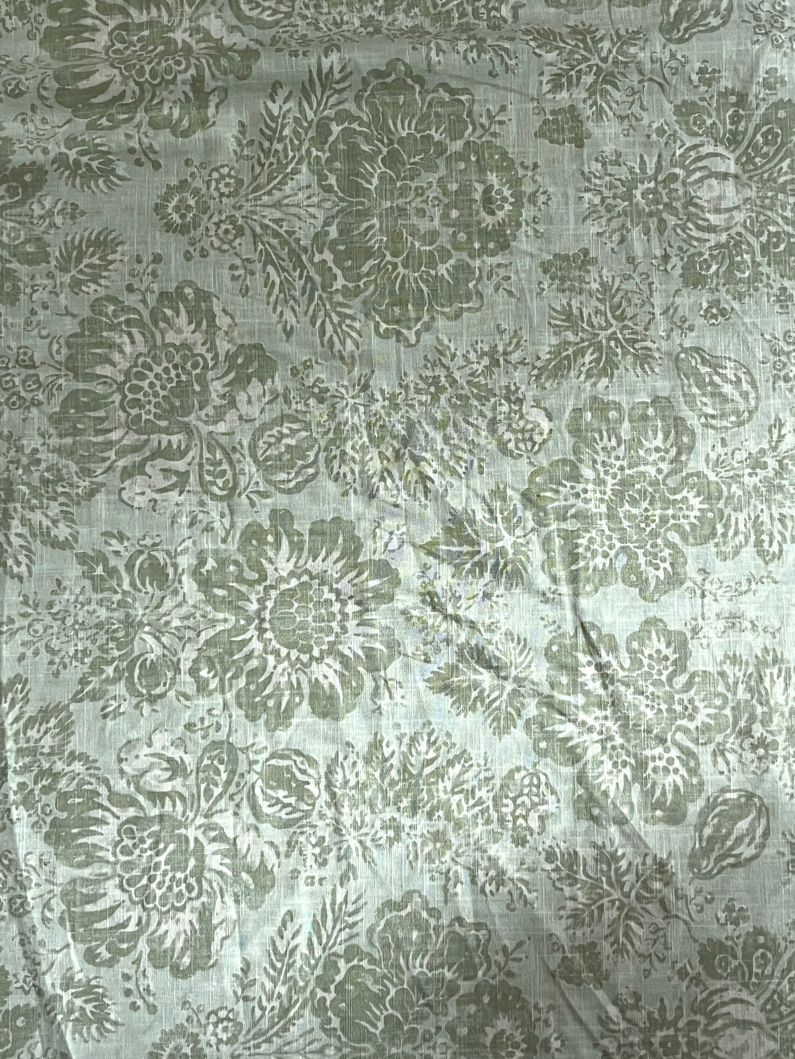 Vintage Braemore Fabrics Sage Green Linen Blend Floral Performance Upholstery Fabric "” 6 - 5