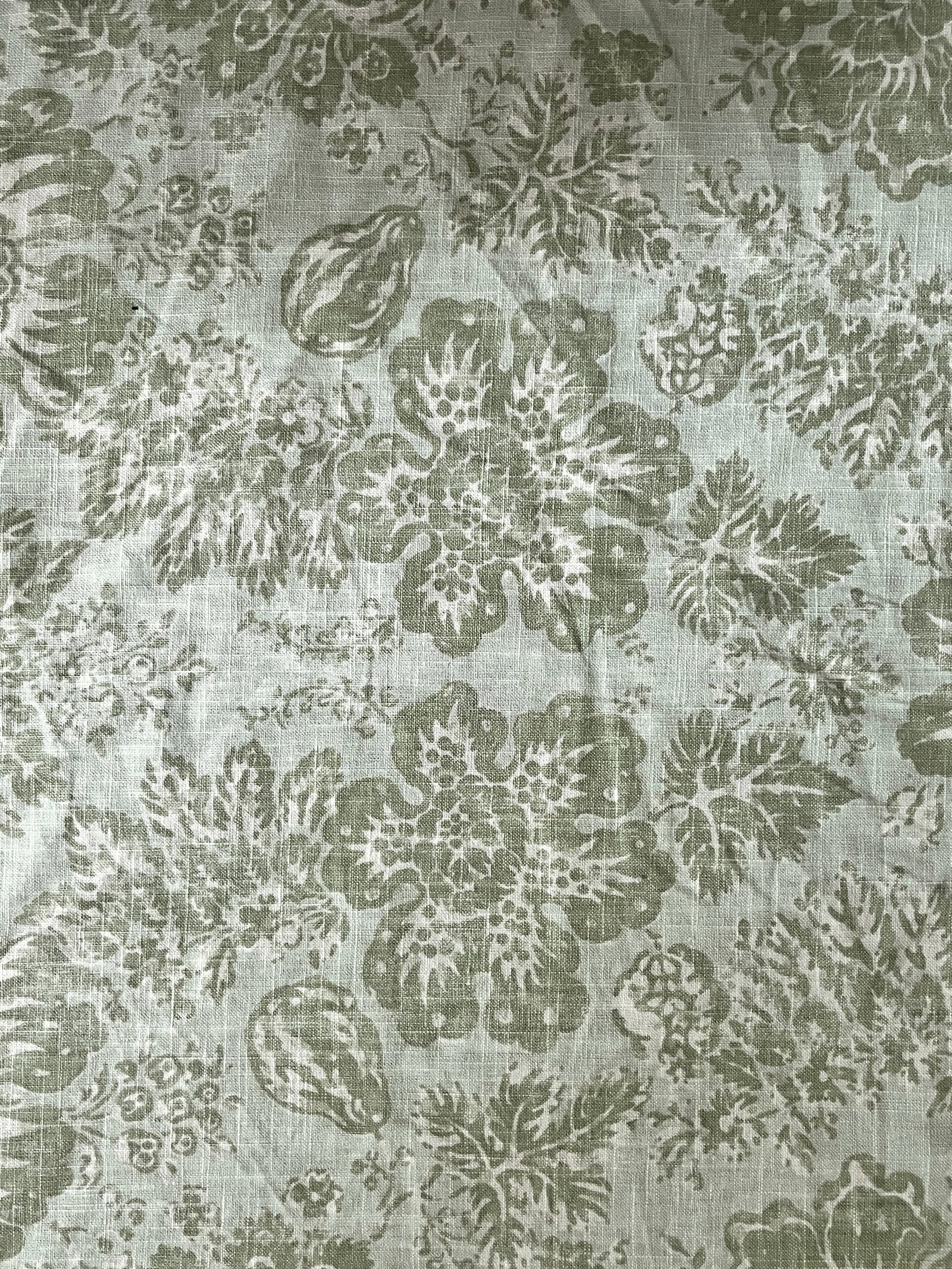 Vintage Braemore Fabrics Sage Green Linen Blend Floral Performance Upholstery Fabric "” 6 - 7