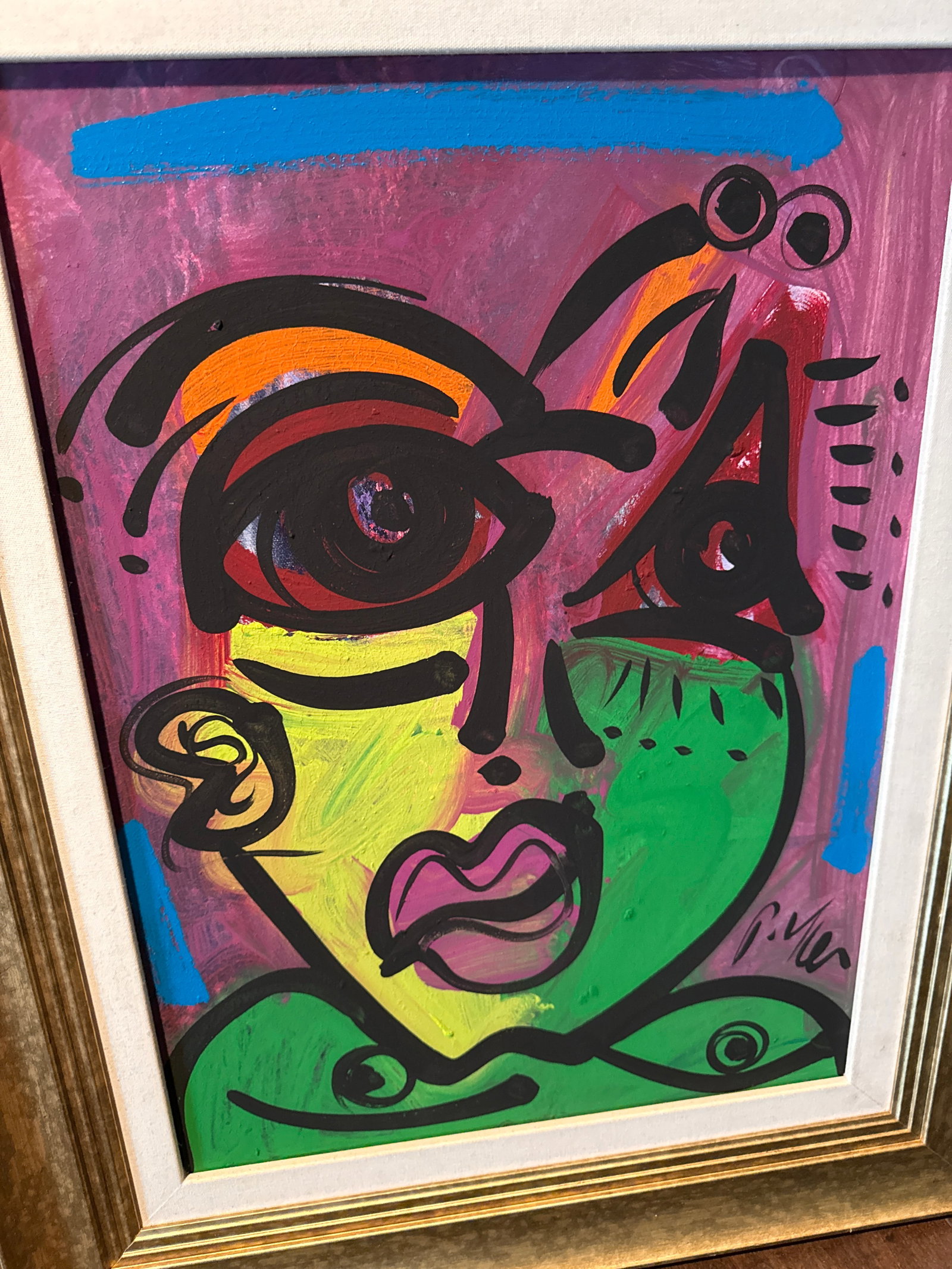 1970s Peter Keil Original Abstract Colorful Portrait Painting - 3
