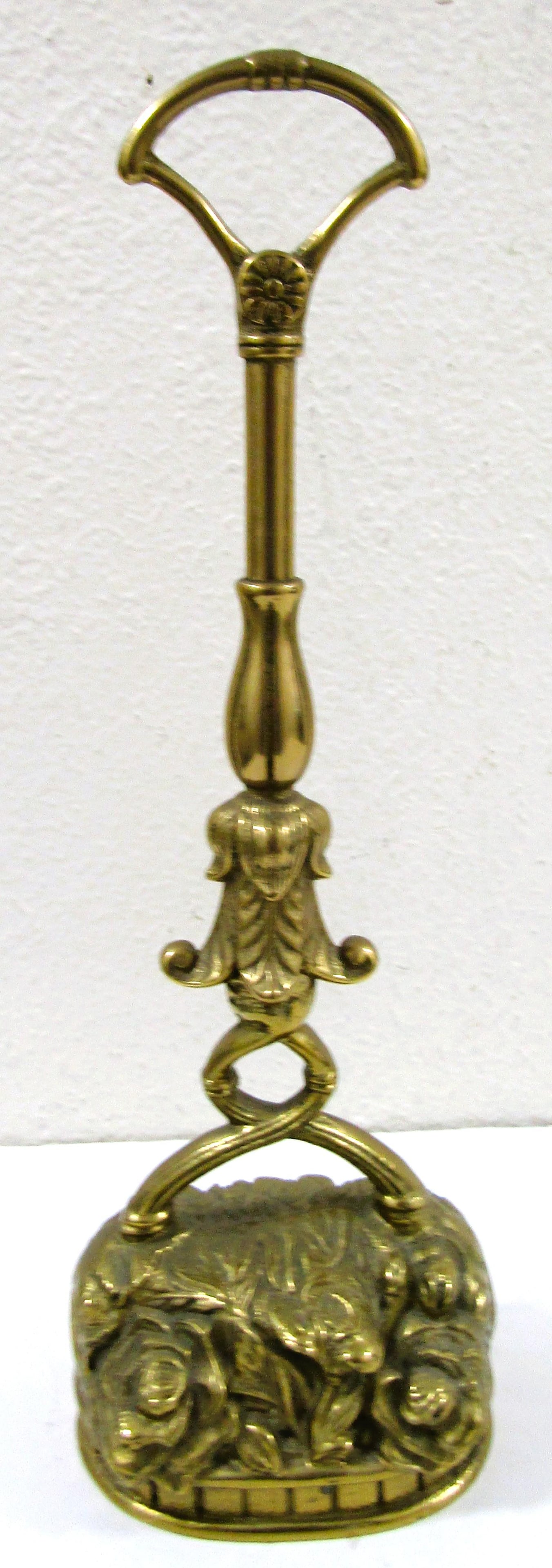 Antique Victorian-Era Solid Brass Doorstop Door Porter - 2