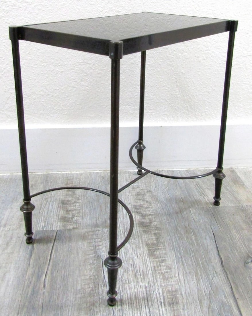 Vintage Rectangular Bronze and Black Granite Top 18" Tall Drink Table - 10