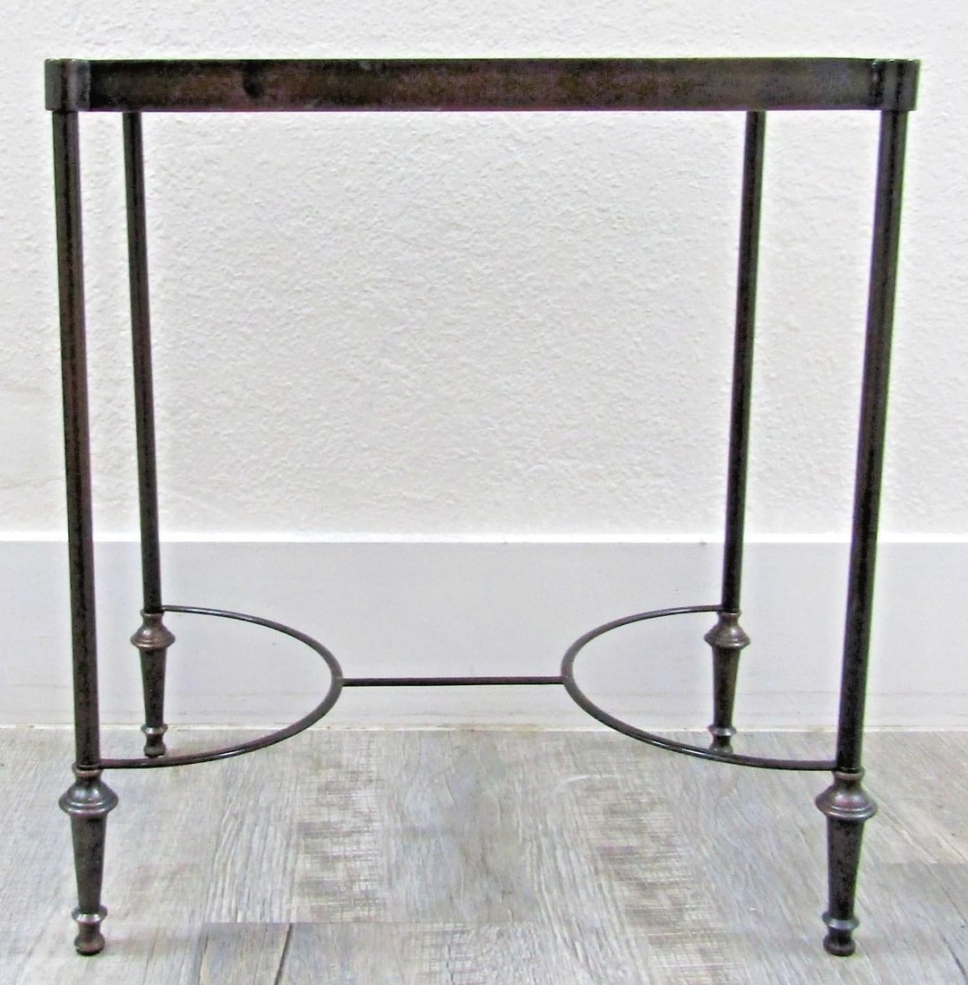 Vintage Rectangular Bronze and Black Granite Top 18" Tall Drink Table - 3