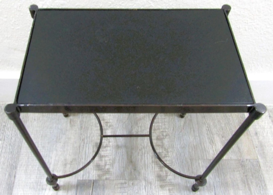 Vintage Rectangular Bronze and Black Granite Top 18" Tall Drink Table - 4