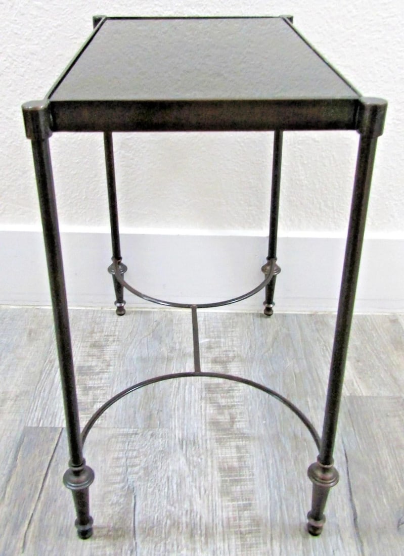 Vintage Rectangular Bronze and Black Granite Top 18" Tall Drink Table - 5