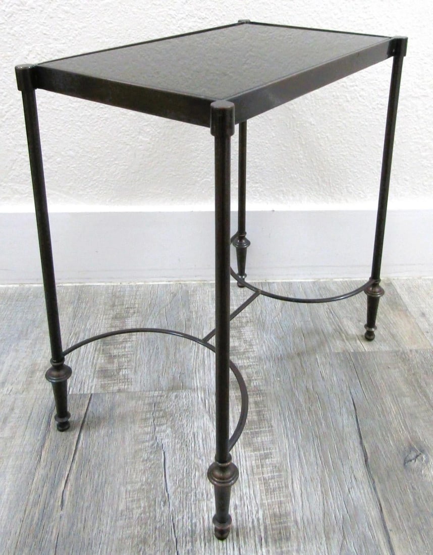 Vintage Rectangular Bronze and Black Granite Top 18" Tall Drink Table - 6