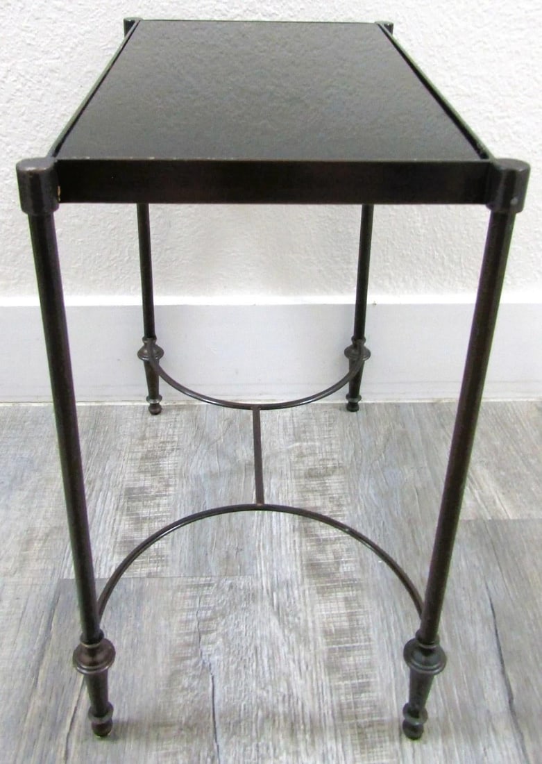 Vintage Rectangular Bronze and Black Granite Top 18" Tall Drink Table - 9