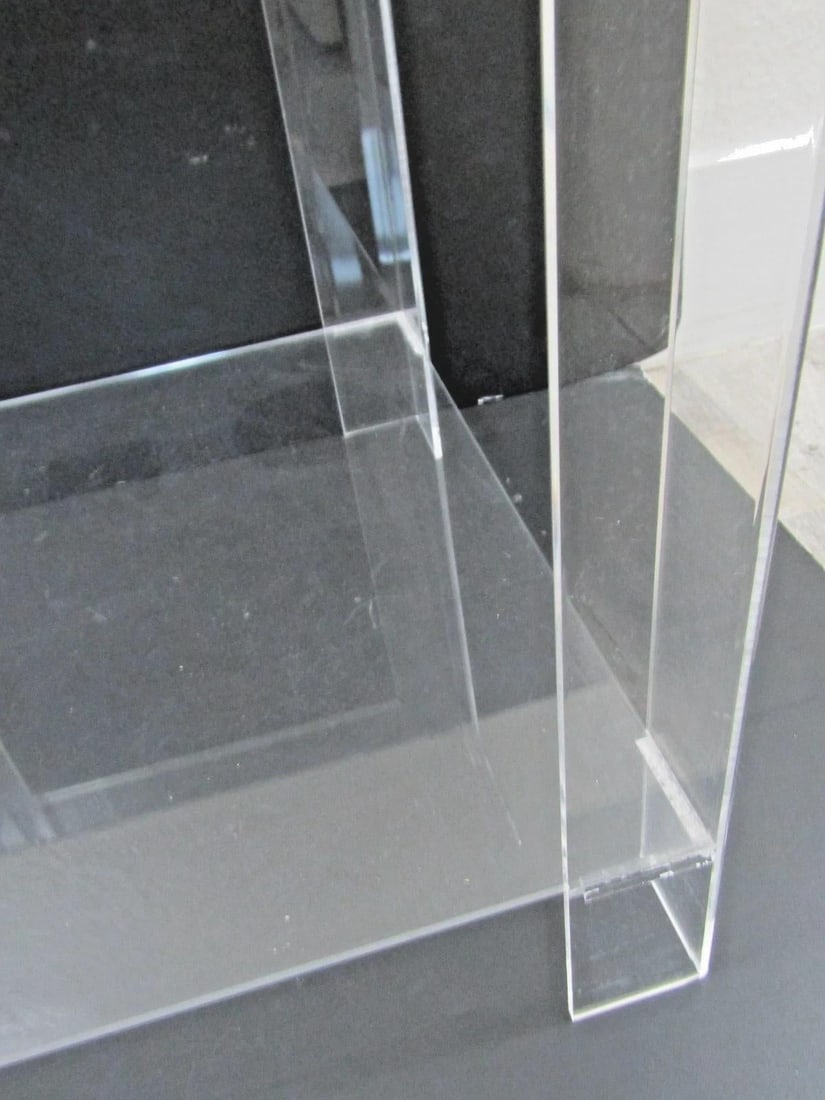 MCM Hollywood Regency Clear Lucite Acrylic Two-Tier Square Side Table - 4