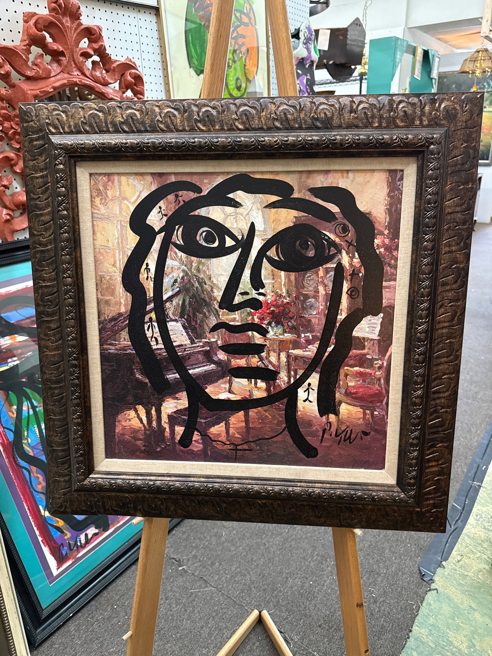 Original Peter Keil 1970s Abstract Portrait Painting - 2