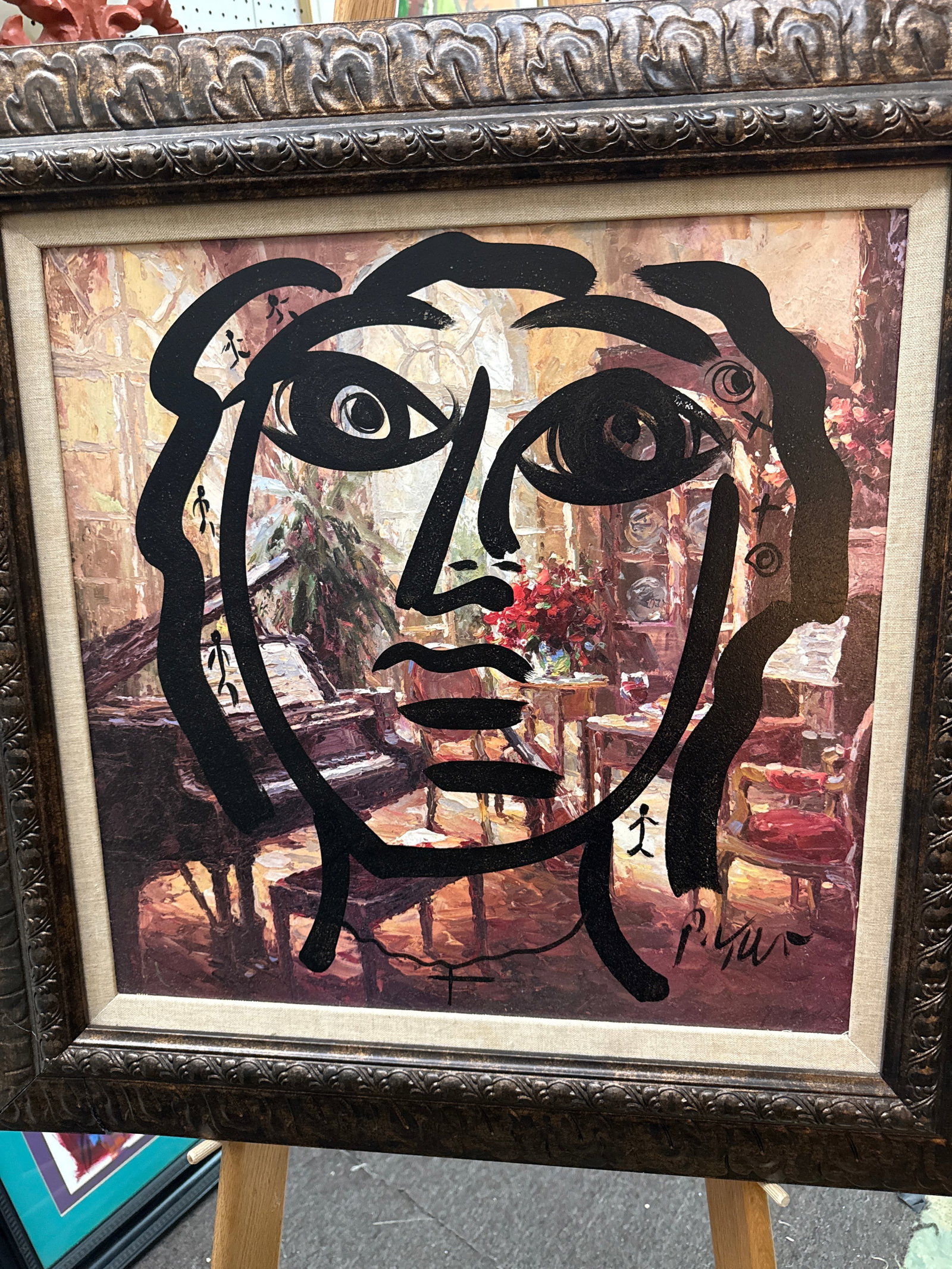 Original Peter Keil 1970s Abstract Portrait Painting - 3