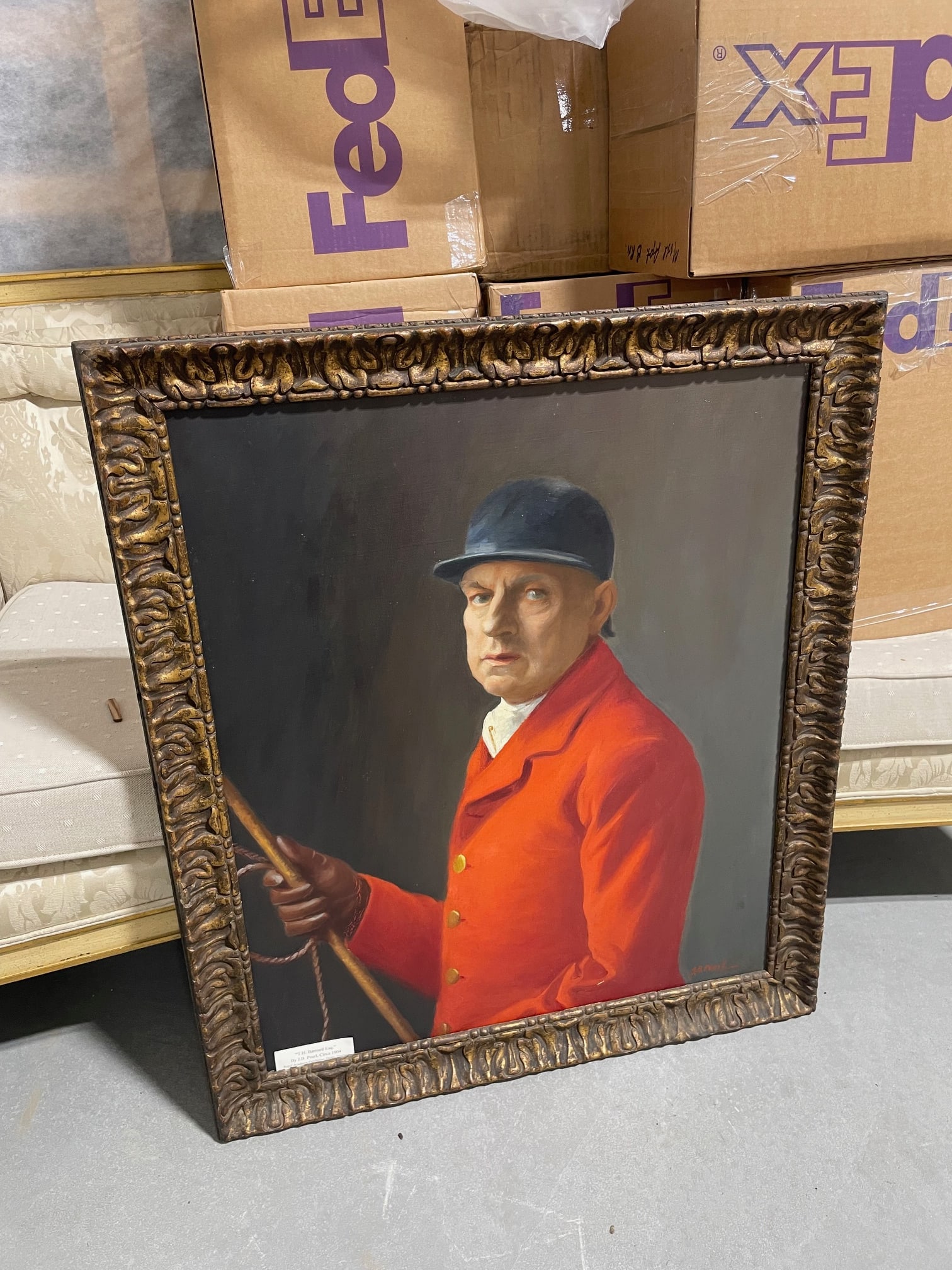 Early 20th Century Equestrian Themed Portrait, Oil-on-Canvas - 11