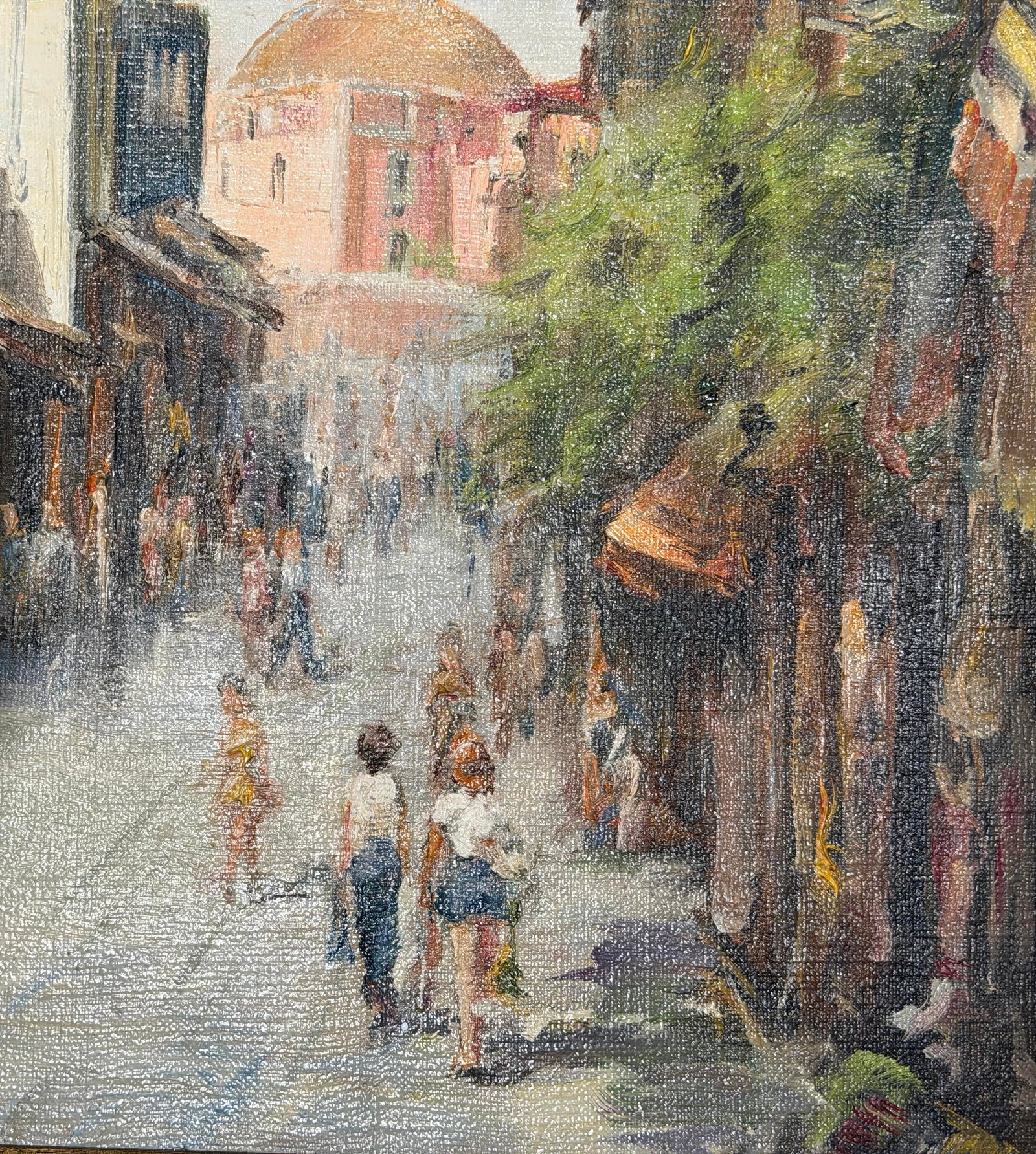 1960s Antonis L. Karafyllakis - Mediterranean Street Scene, Oil on Canvas - 4