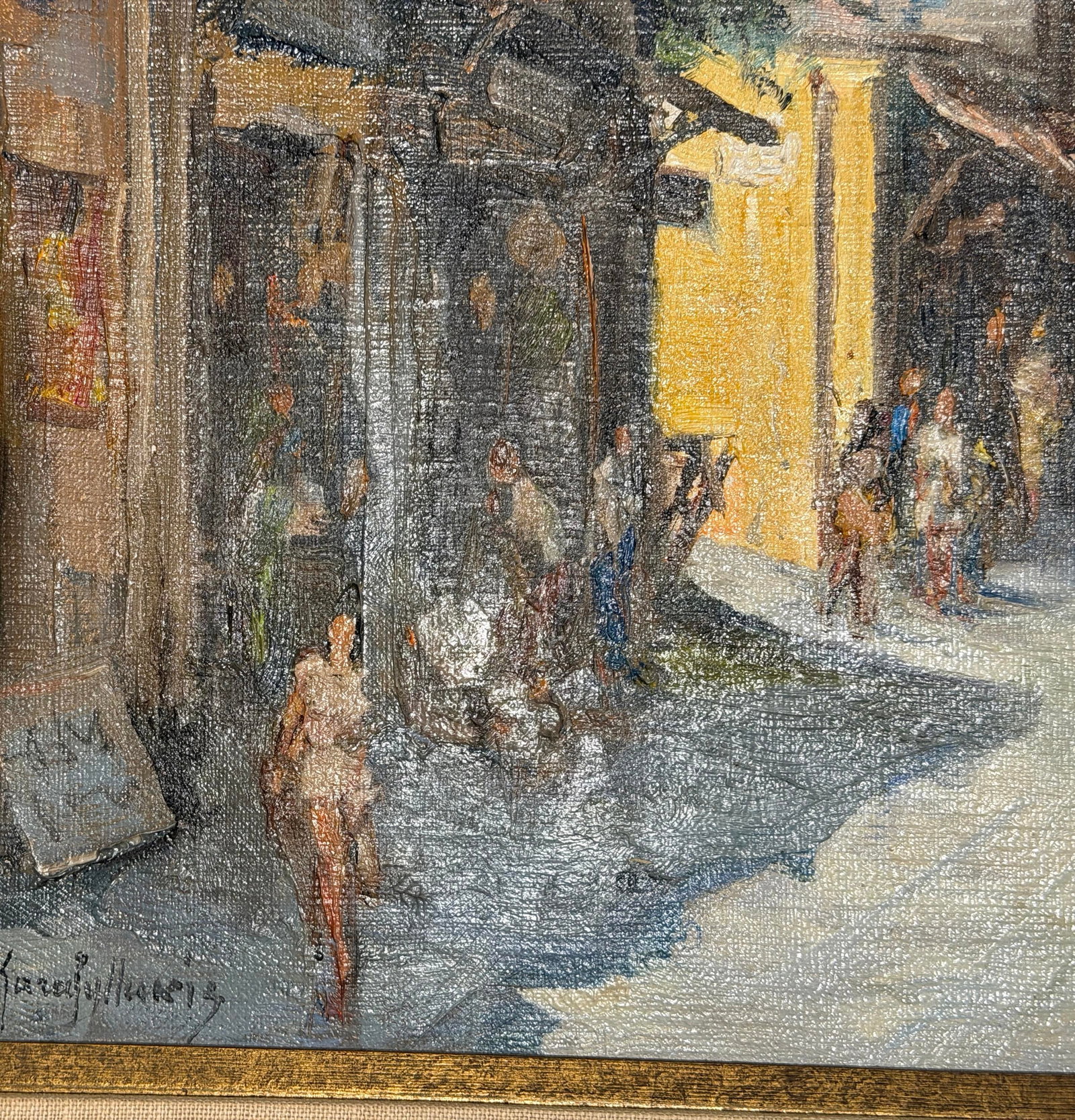 1960s Antonis L. Karafyllakis - Mediterranean Street Scene, Oil on Canvas - 5