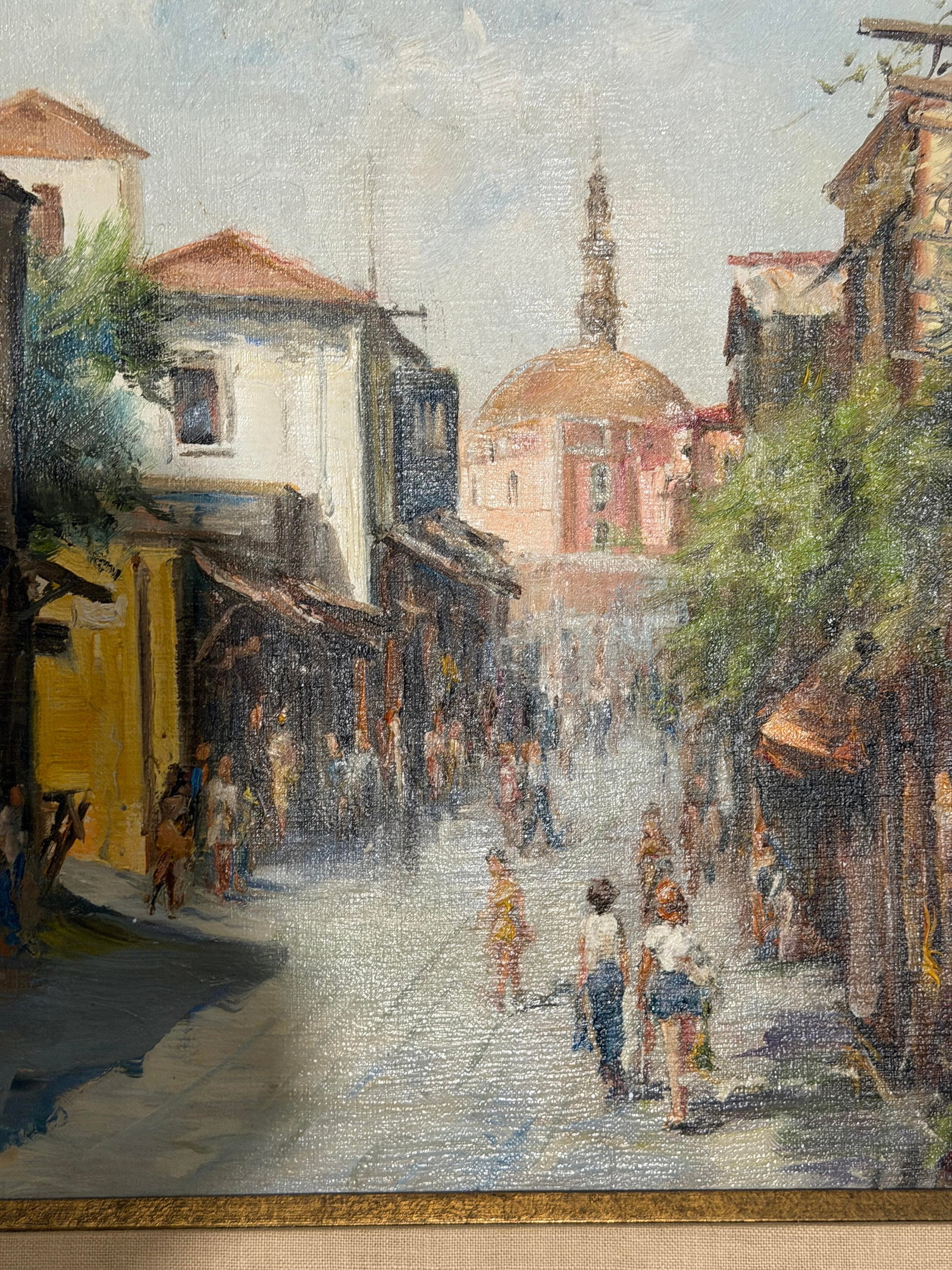 1960s Antonis L. Karafyllakis - Mediterranean Street Scene, Oil on Canvas - 6