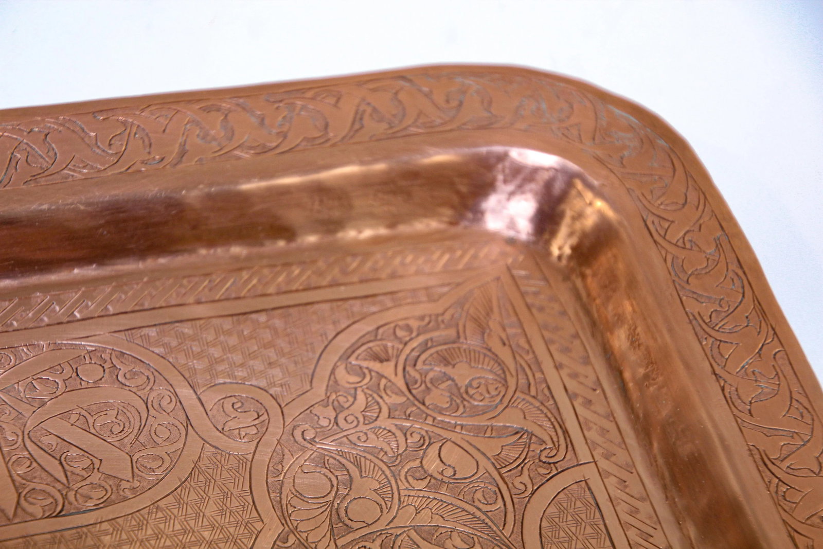Antique Indo Persian Copper Charger Serving Tray - 10