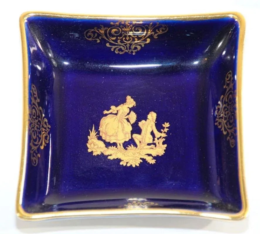 Vintage Cobalt Blue Royal Limoges France 22-Karat Gold Trinket Boxes Set - 3 Pieces - 5