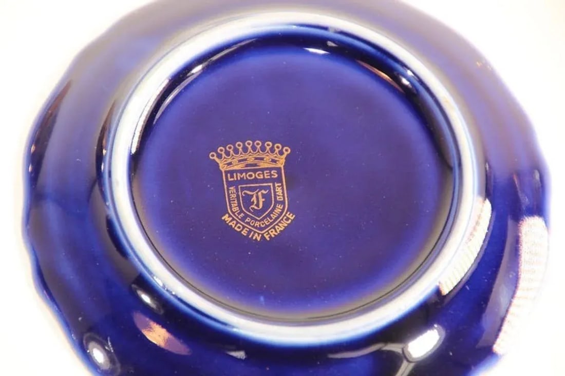 Vintage Cobalt Blue Royal Limoges France 22-Karat Gold Trinket Boxes Set - 3 Pieces - 9