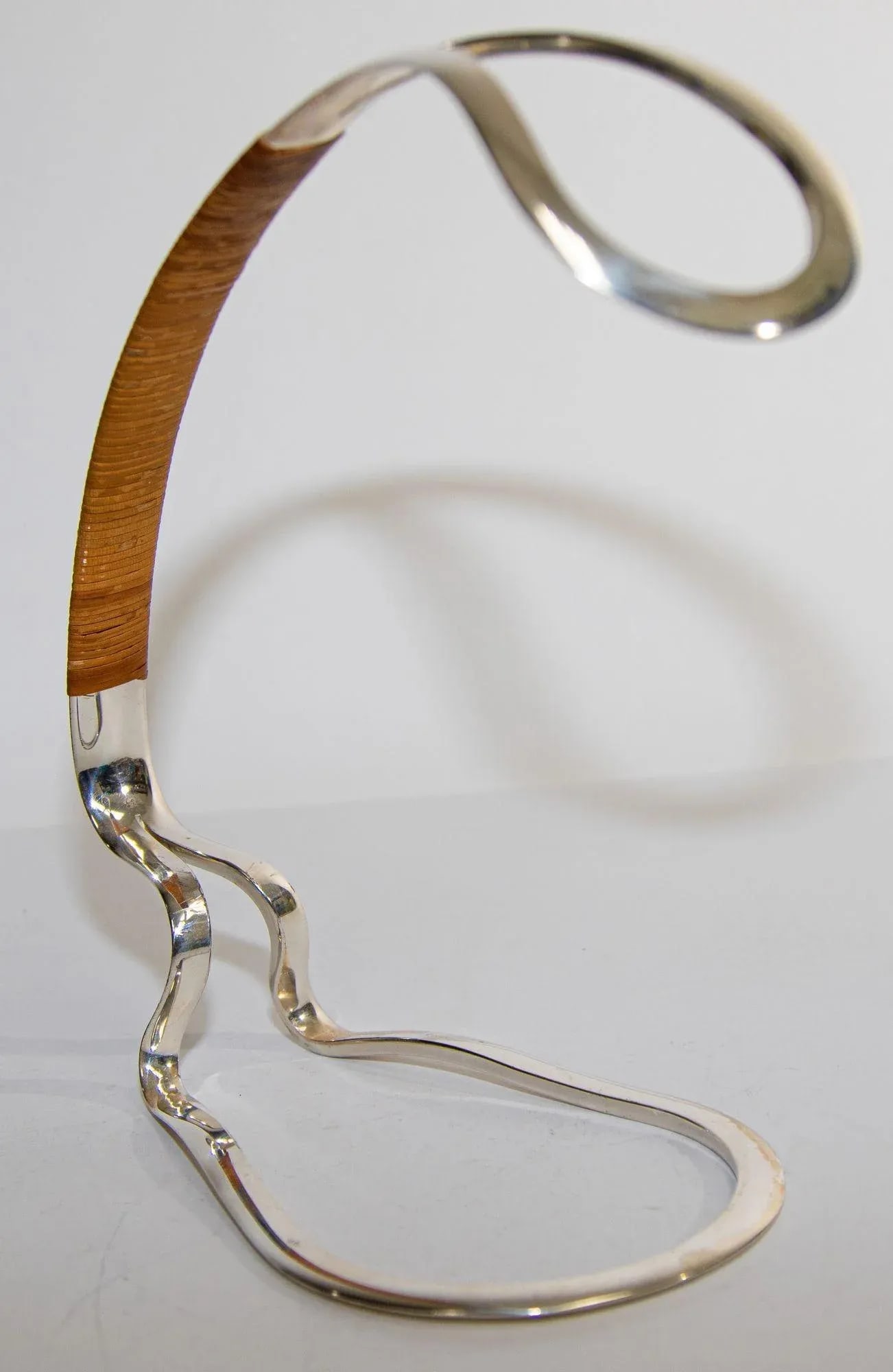 Vintage Silver-Plate and Cane Wine Bottle Holder by Eisenberg Lozano 1960 - 3