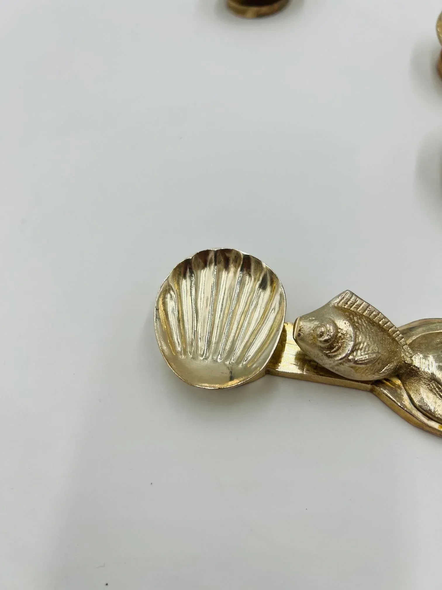 Set of 12, Buccellati Style Italian Silvered Fish / Shell Form Individual Salts - 8