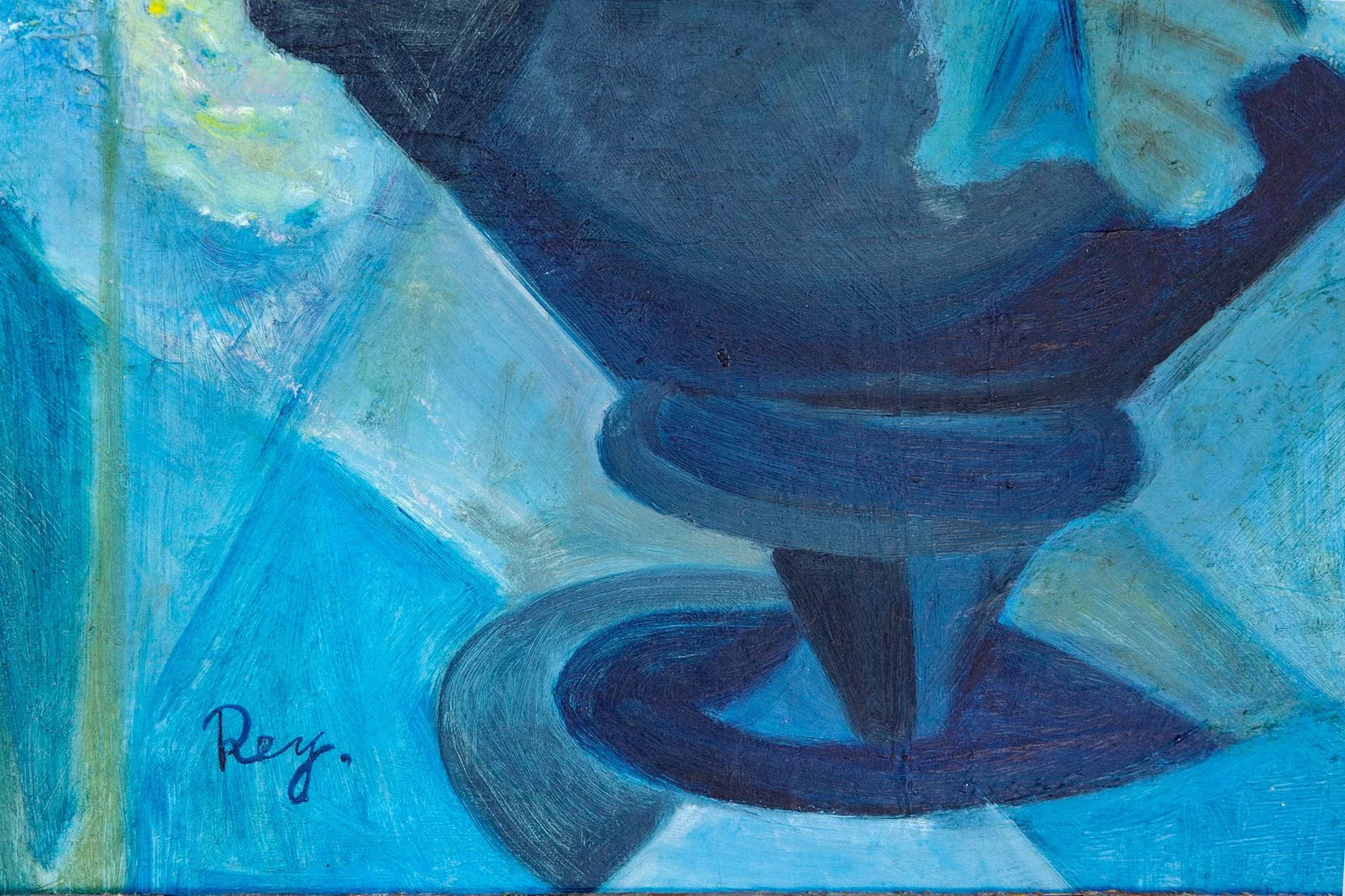 1940s Fauvist Fruit Bowl Cubist Still Life Framed Oil Painting - 3