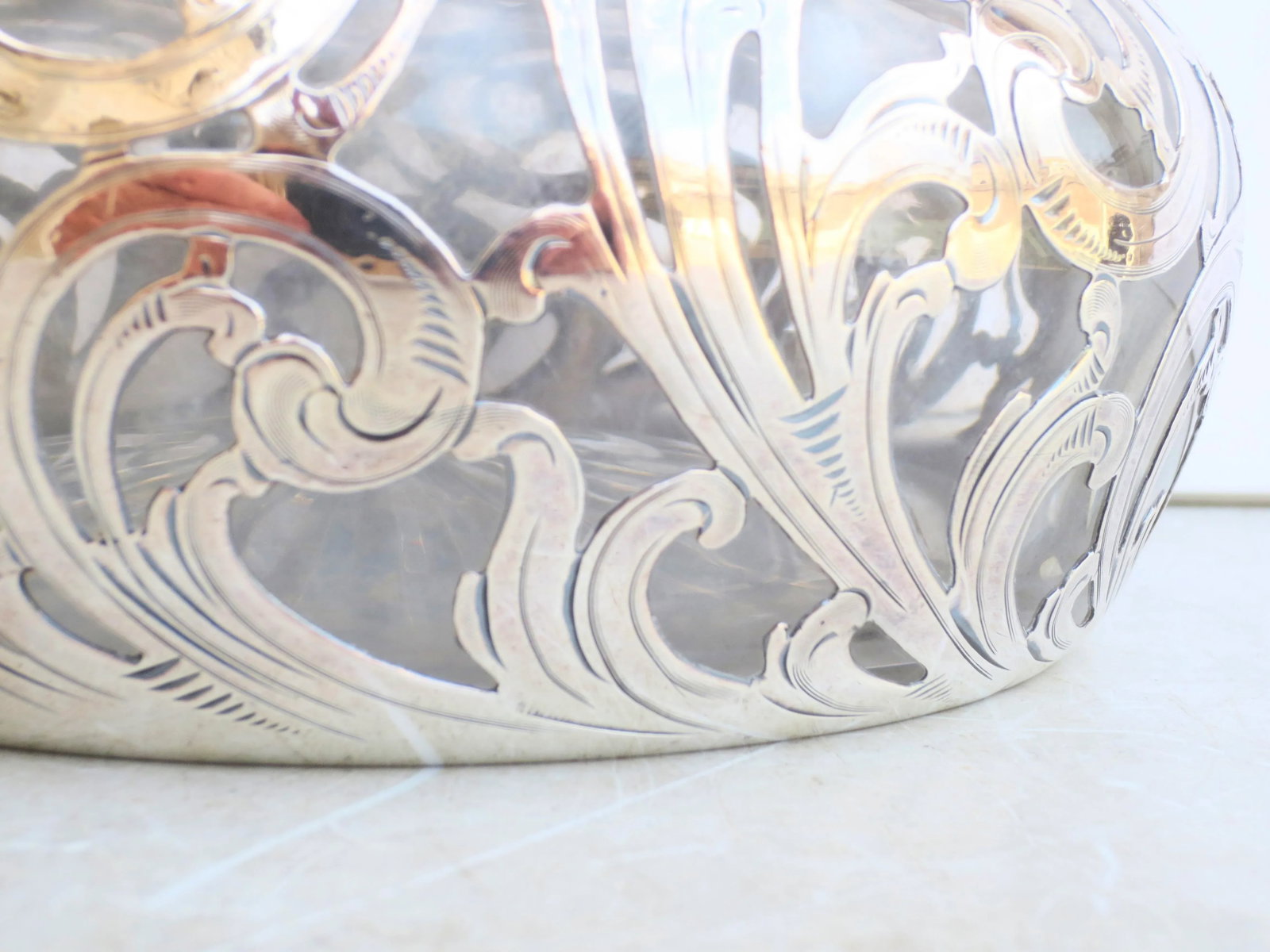 Antique Alvin Silver Overlay Decanter Circa 1890 - 3