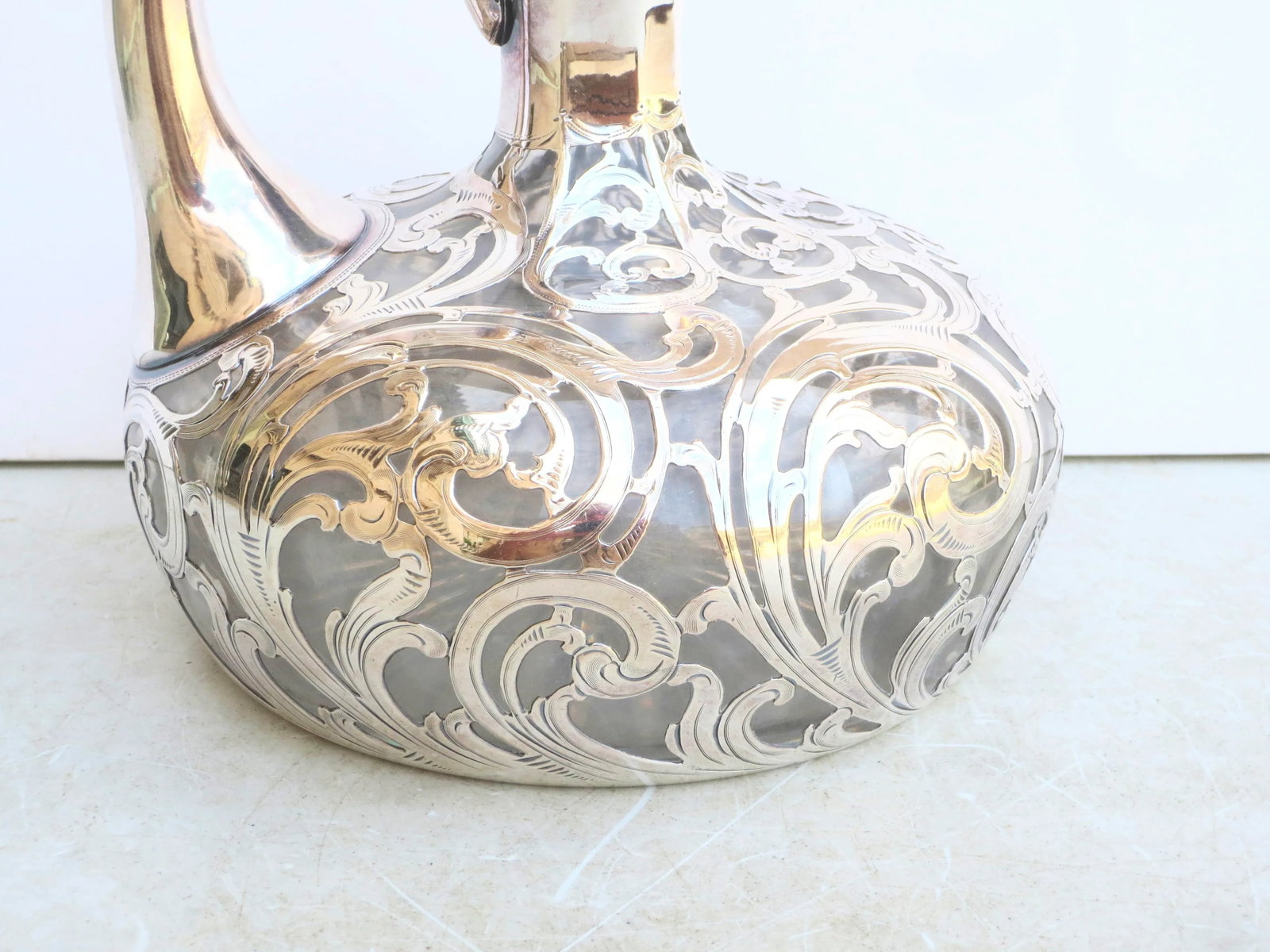 Antique Alvin Silver Overlay Decanter Circa 1890 - 4