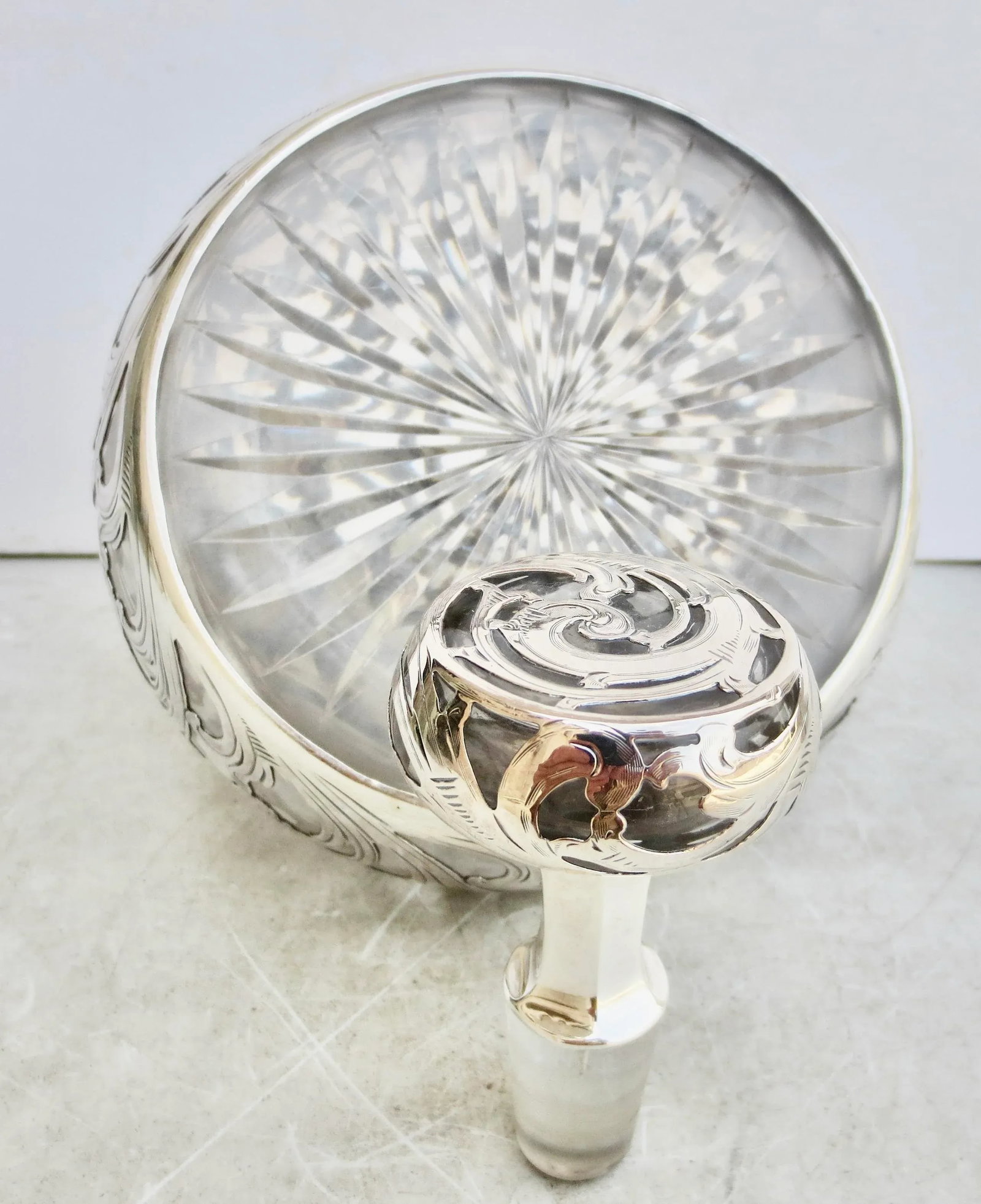 Antique Alvin Silver Overlay Decanter Circa 1890 - 5