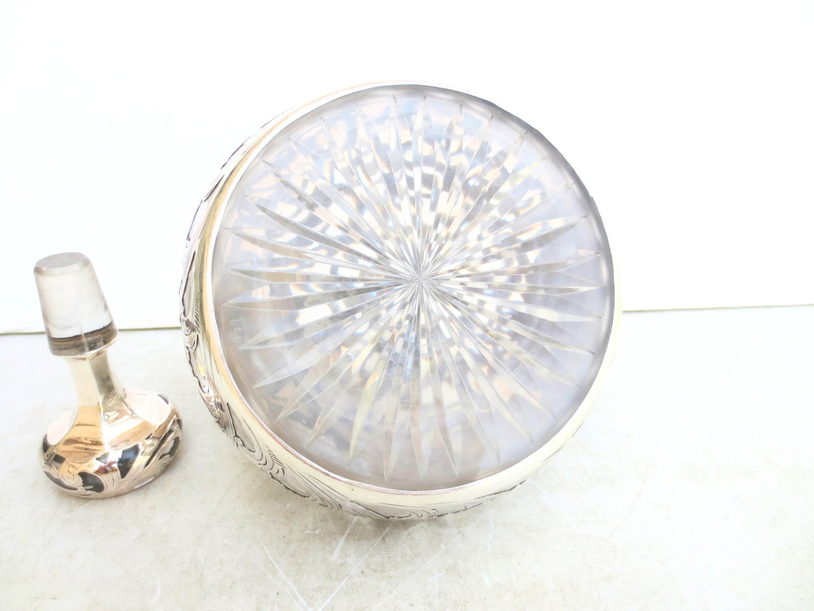 Antique Alvin Silver Overlay Decanter Circa 1890 - 8