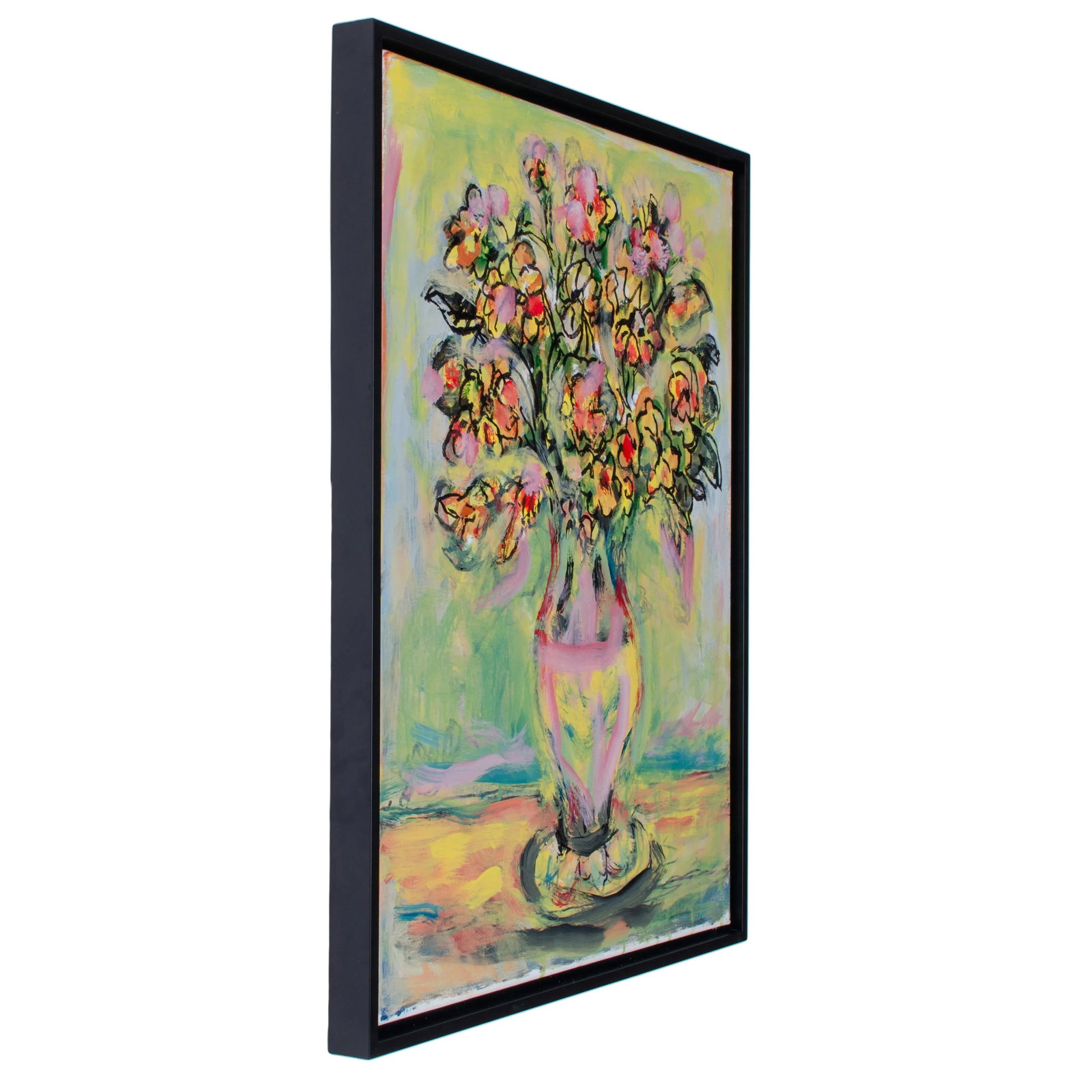 Abstract Oil Painting on Canvas, "Yellow Peonies" by Suzanne McCullough Plowden - 2