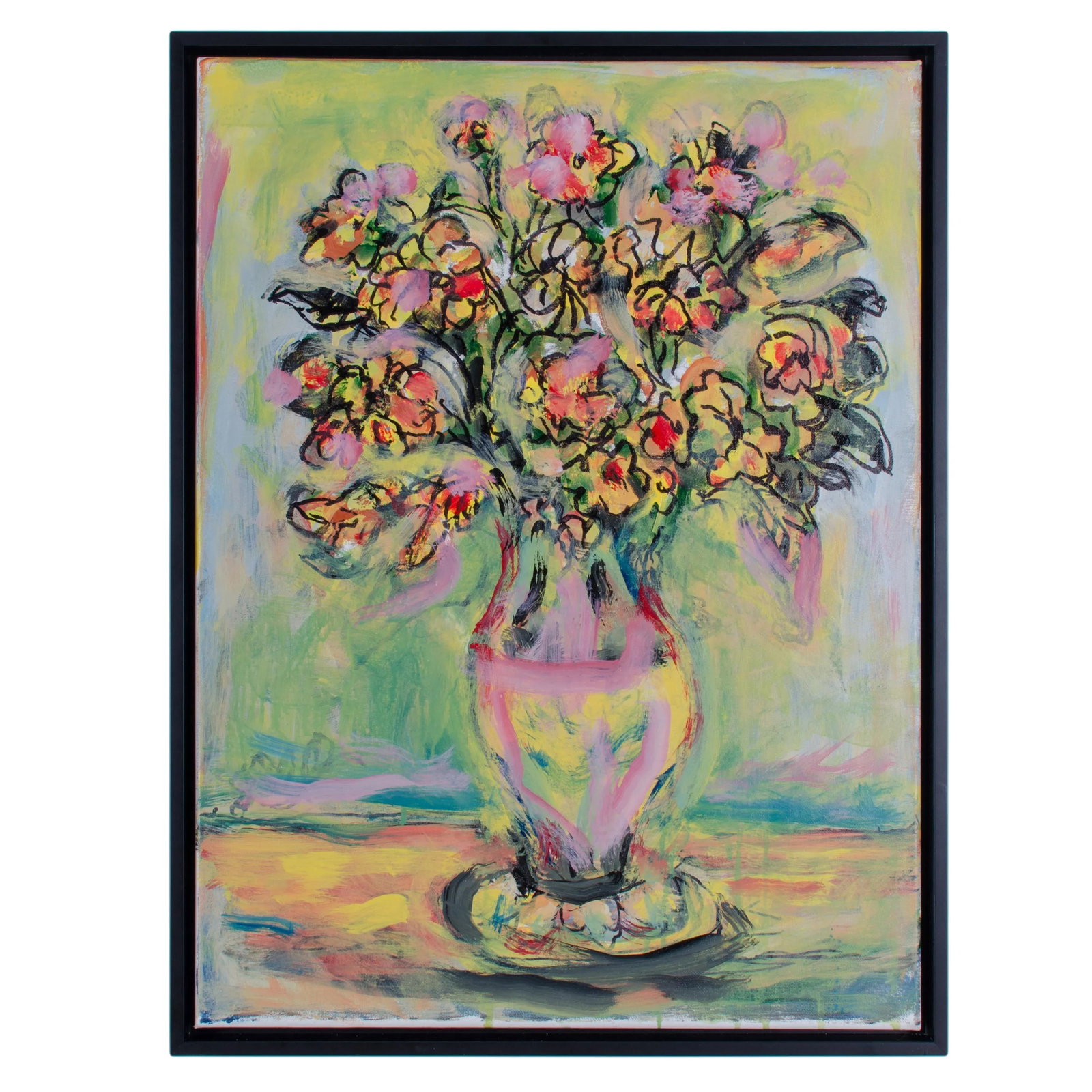 Abstract Oil Painting on Canvas, "Yellow Peonies" by Suzanne McCullough Plowden - 4