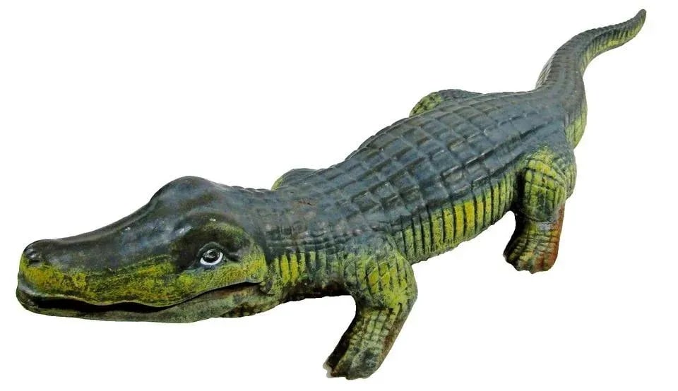 Antique Large Cast Iron Alligator Sculpture With Original Paint 29.5 in Long - 2