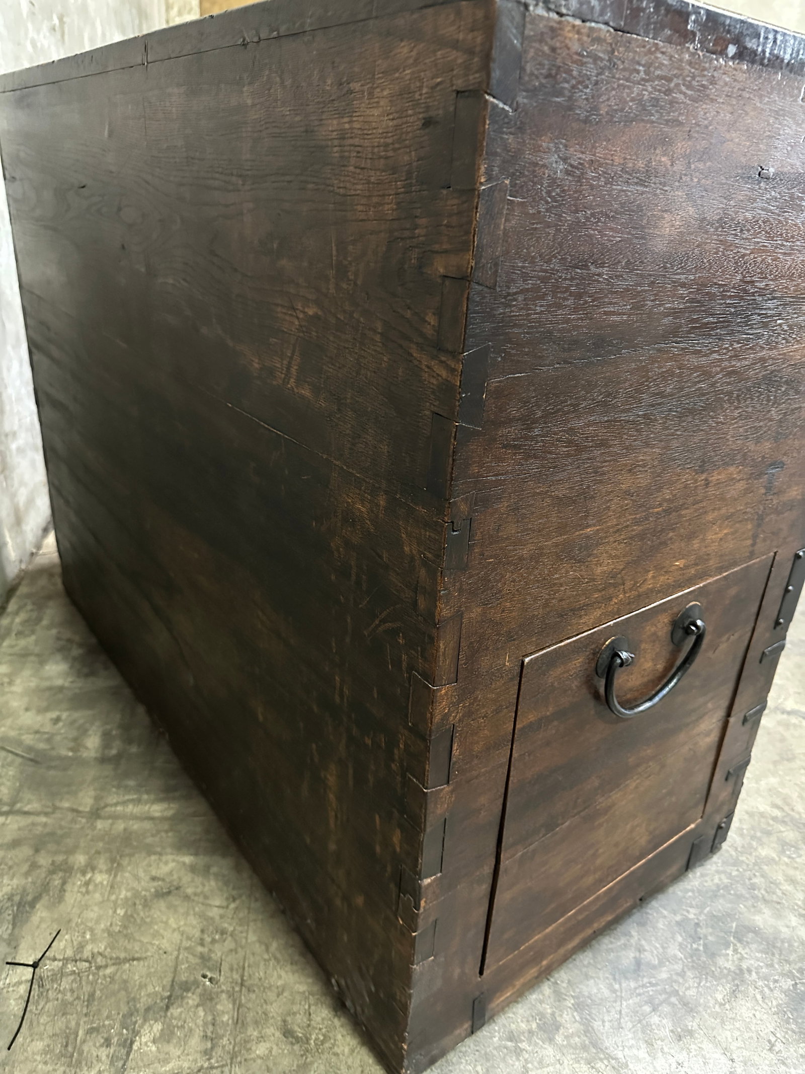 Antique Japanese Tansu Chest Two-Section Drawer Chest Iron Hardware - 9