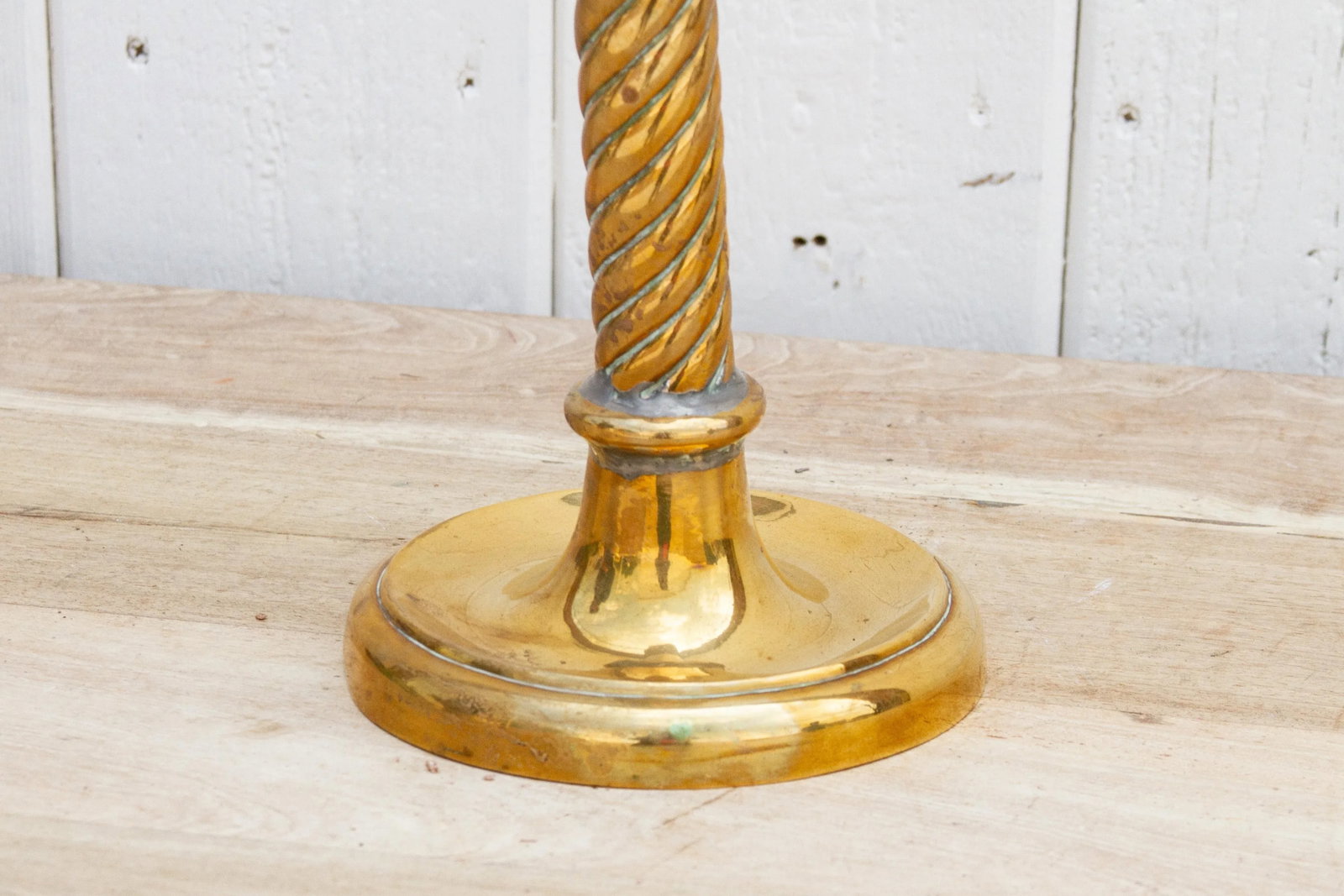 Tall Antique Brass Candle Holder - 4