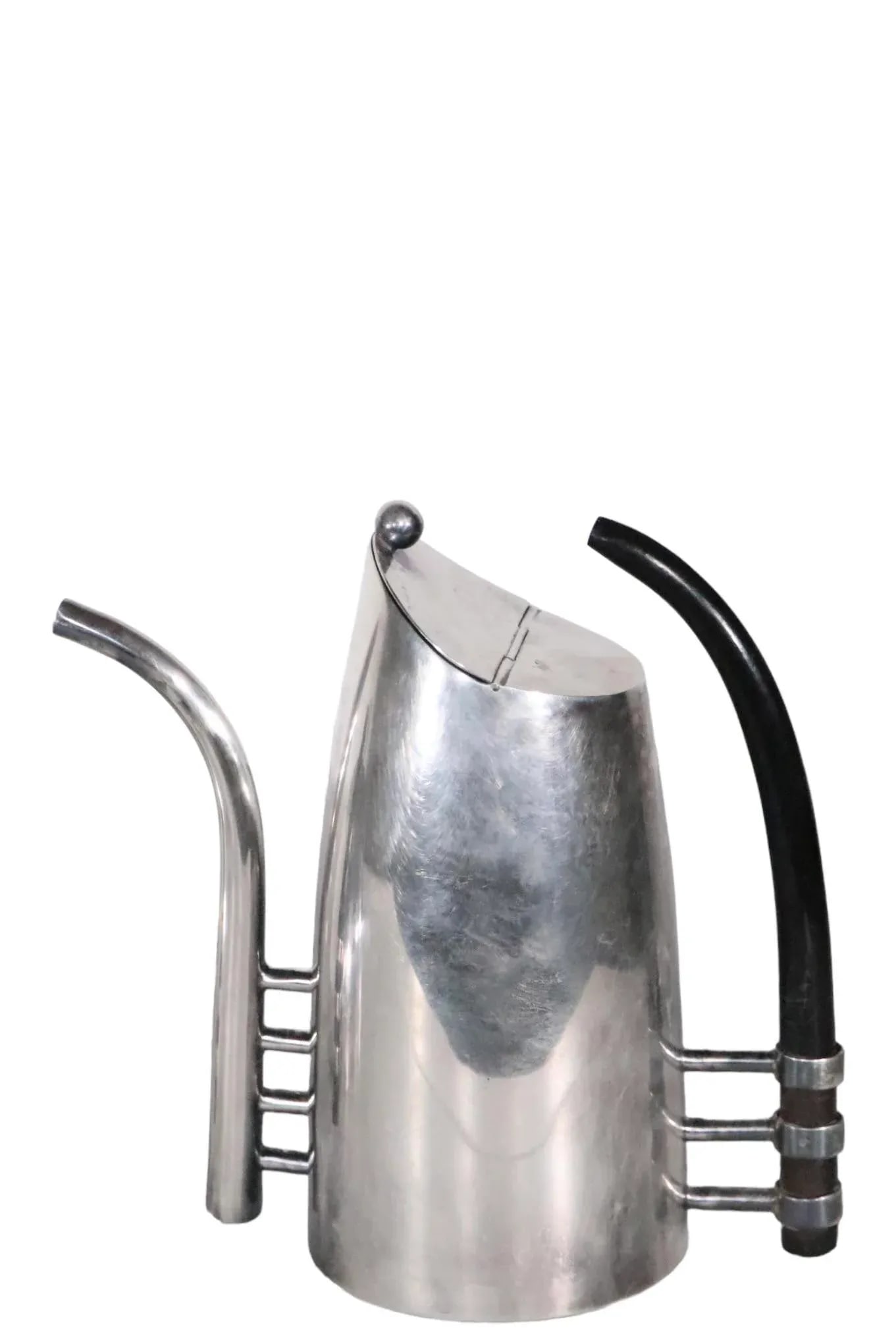 2 Pc. Postmodern Silver-Plate Coffee Tea Pot Set Made in Italy by Sabittini C 1980's - 11
