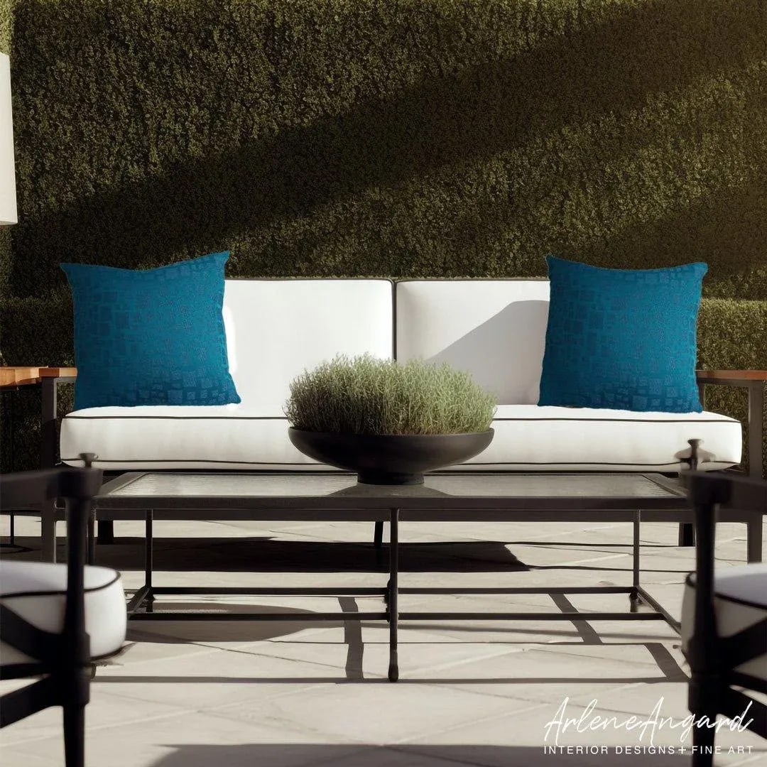 British Modern Chenille Blue Royal Square Pillows by Arlene Angard, Set of 2 - 5