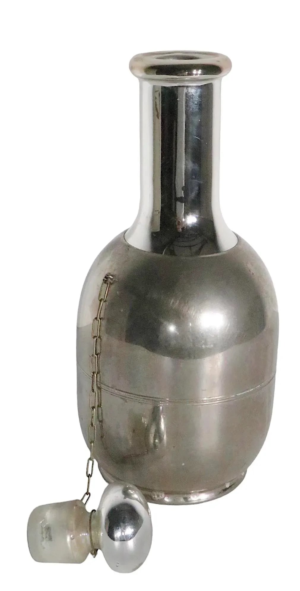 Glass Lined Metal Carafe With Original Mirrored Glass Stopper American Thermos Bottle Co. C. 1911 - 3
