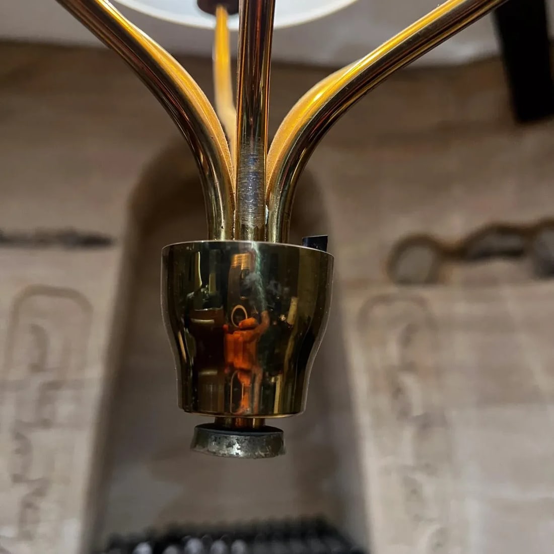 Mid-Century Italian Chandelier Brass Art Glass Florence Italy Luigi Brusotti - 6